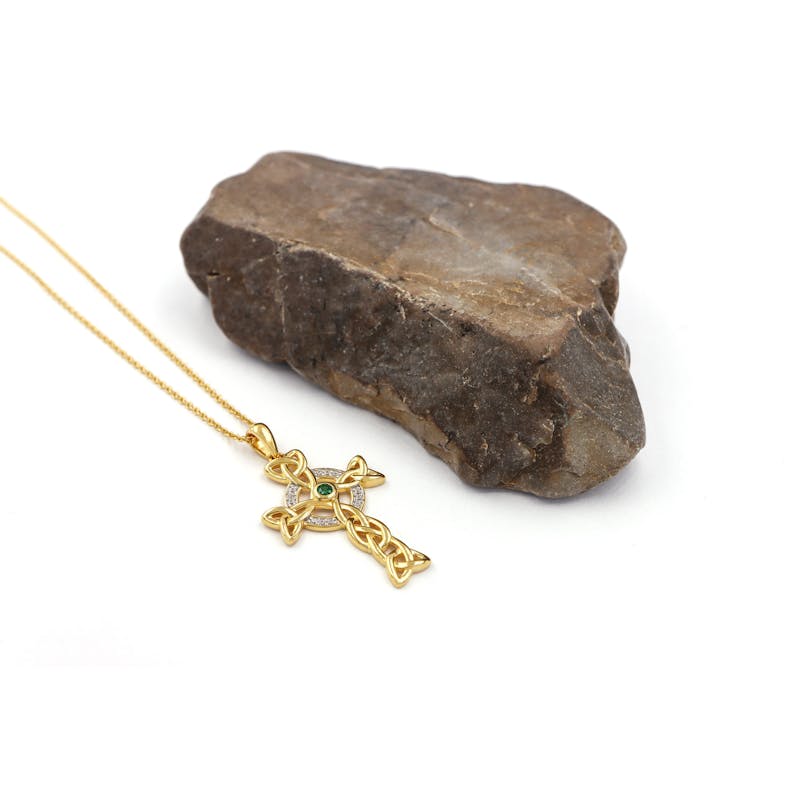 Authentic 14K Gold Vermeil Celtic Cross Necklace For Women