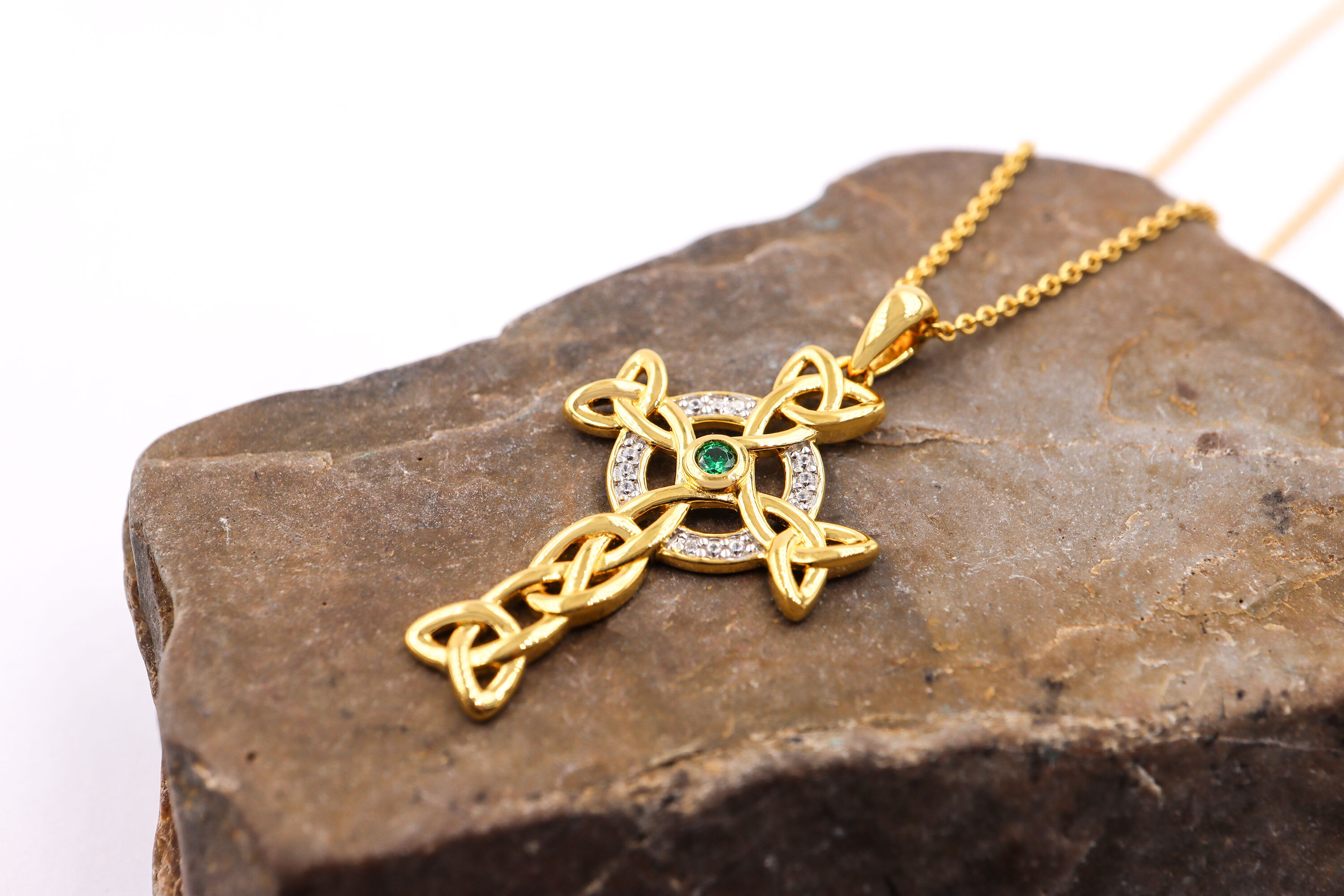 Irish Gold Vermeil Celtic Cross Necklace For Women