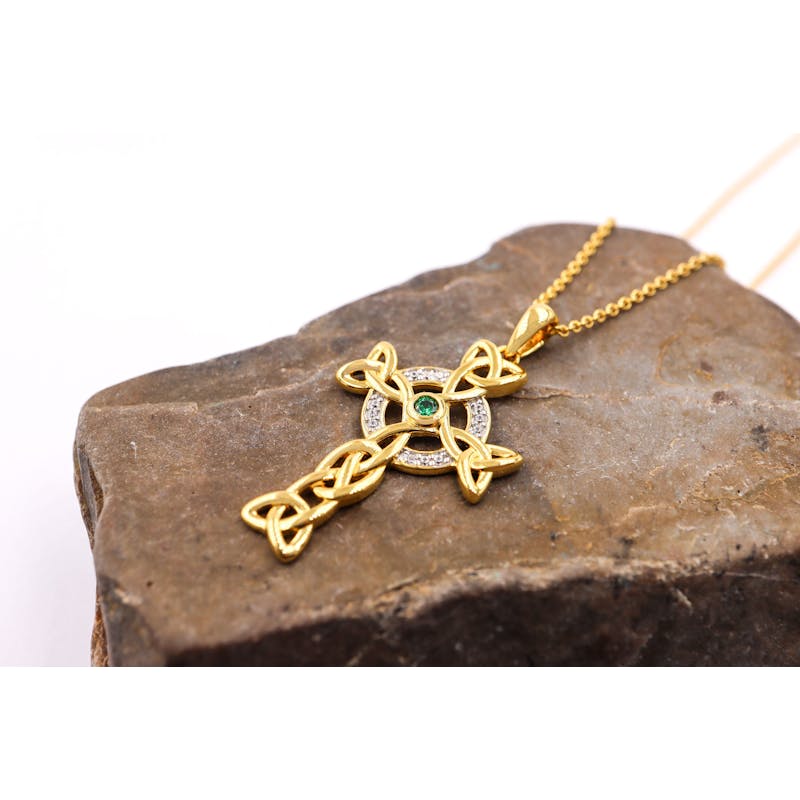 Irish Gold Vermeil Celtic Cross Necklace For Women