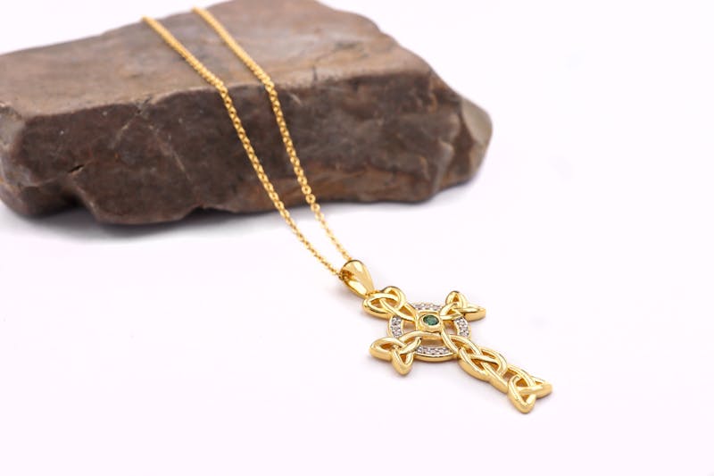 Real Gold Vermeil Celtic Cross Necklace For Women