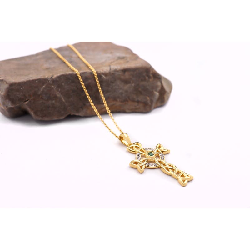 Real Gold Vermeil Celtic Cross Necklace For Women
