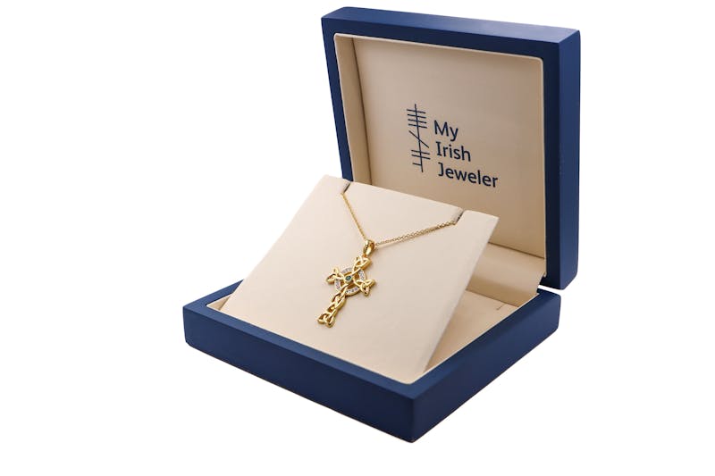 Luxurious 14K Gold Vermeil Celtic Cross Necklace For Women. In Luxury Packaging.