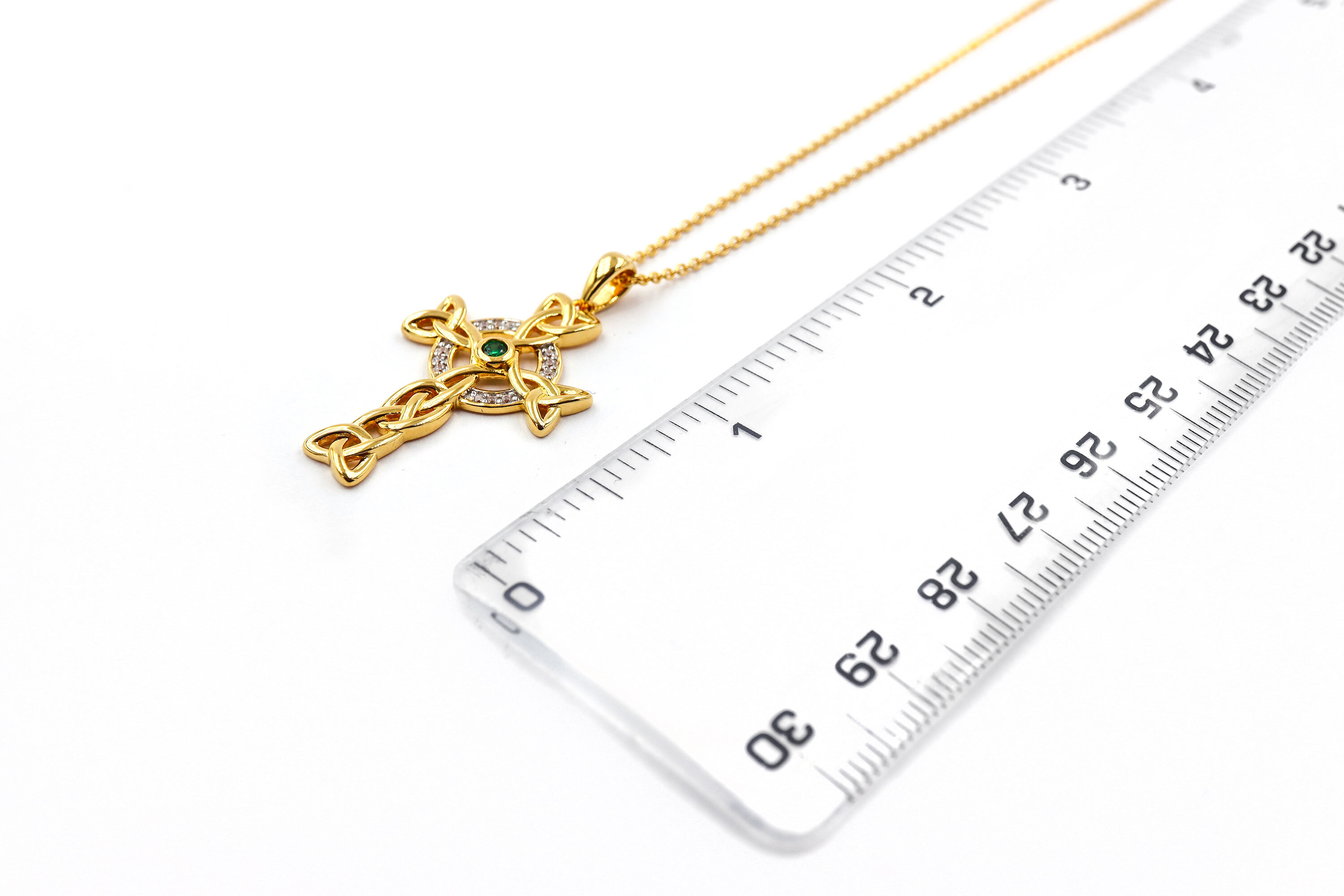 Womens Celtic Cross Necklace in Real Gold Vermeil. Picture For Scale.