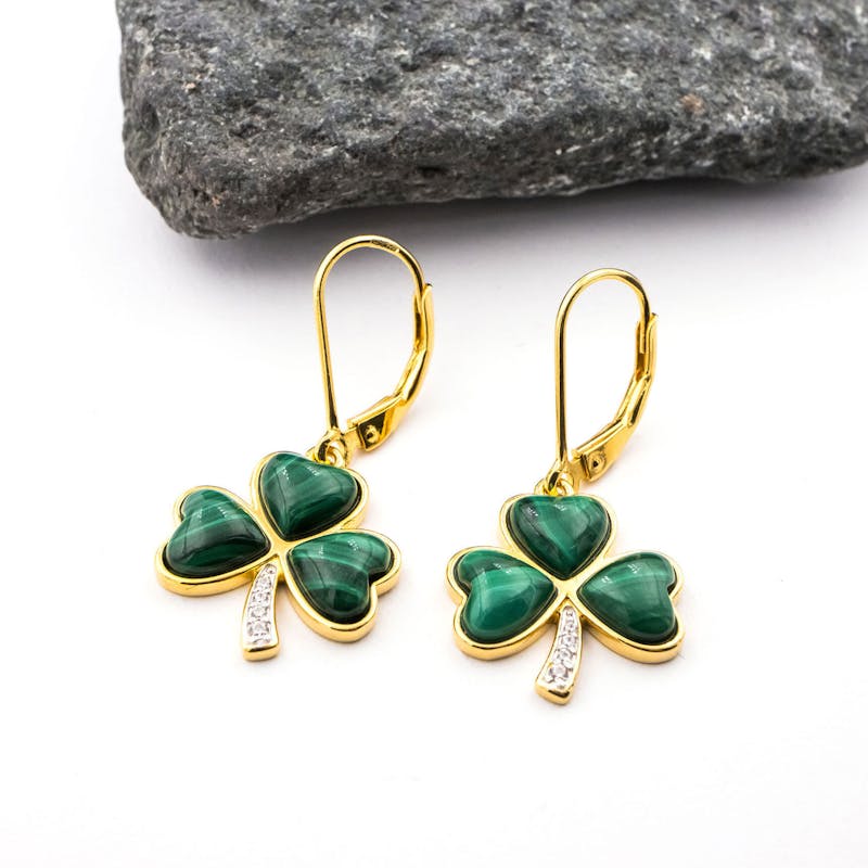 Irish Clovers Gold Studs and Cufflinks Set