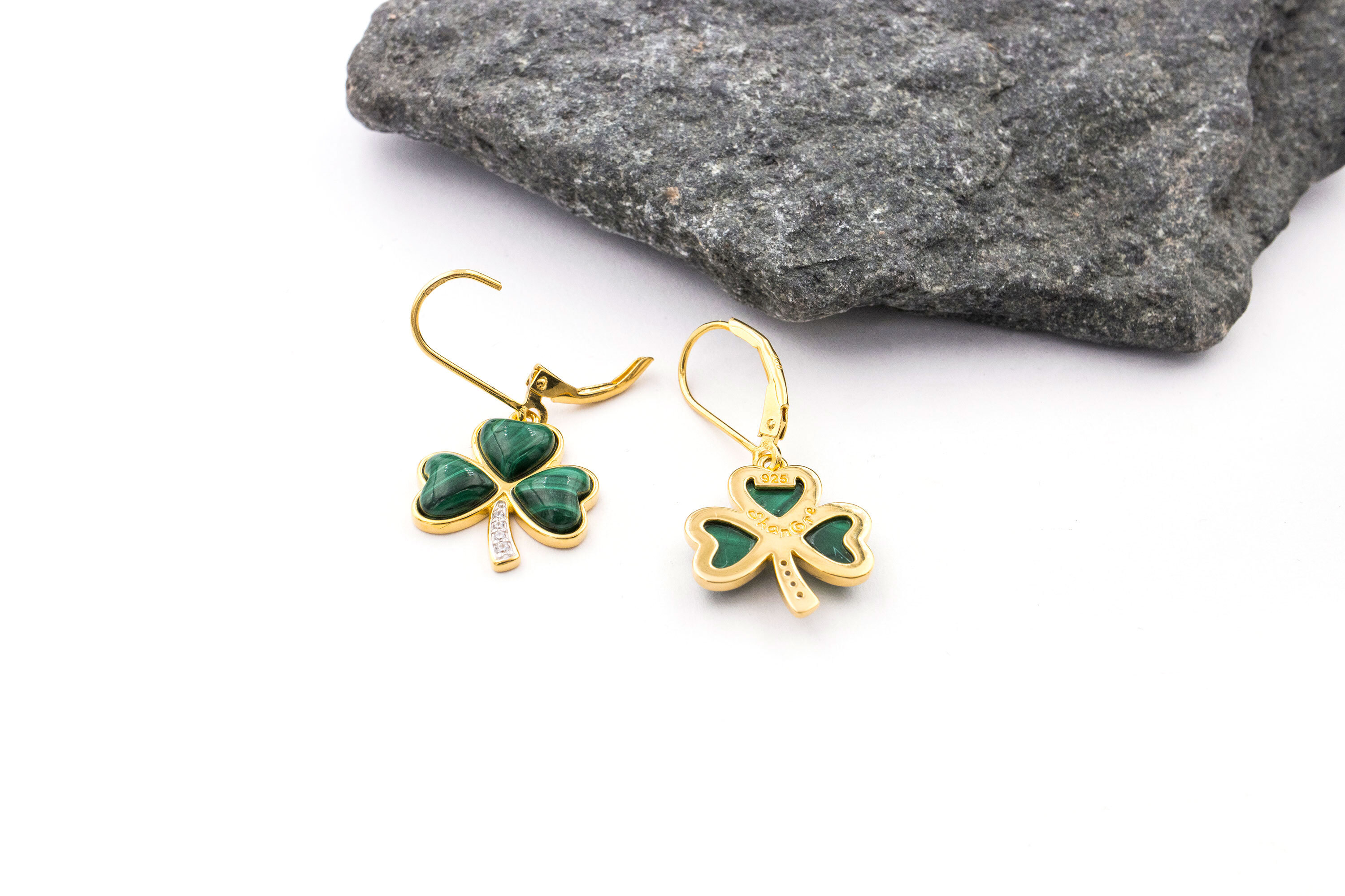 Womens Genuine Gold Vermeil Shamrock Gift Set