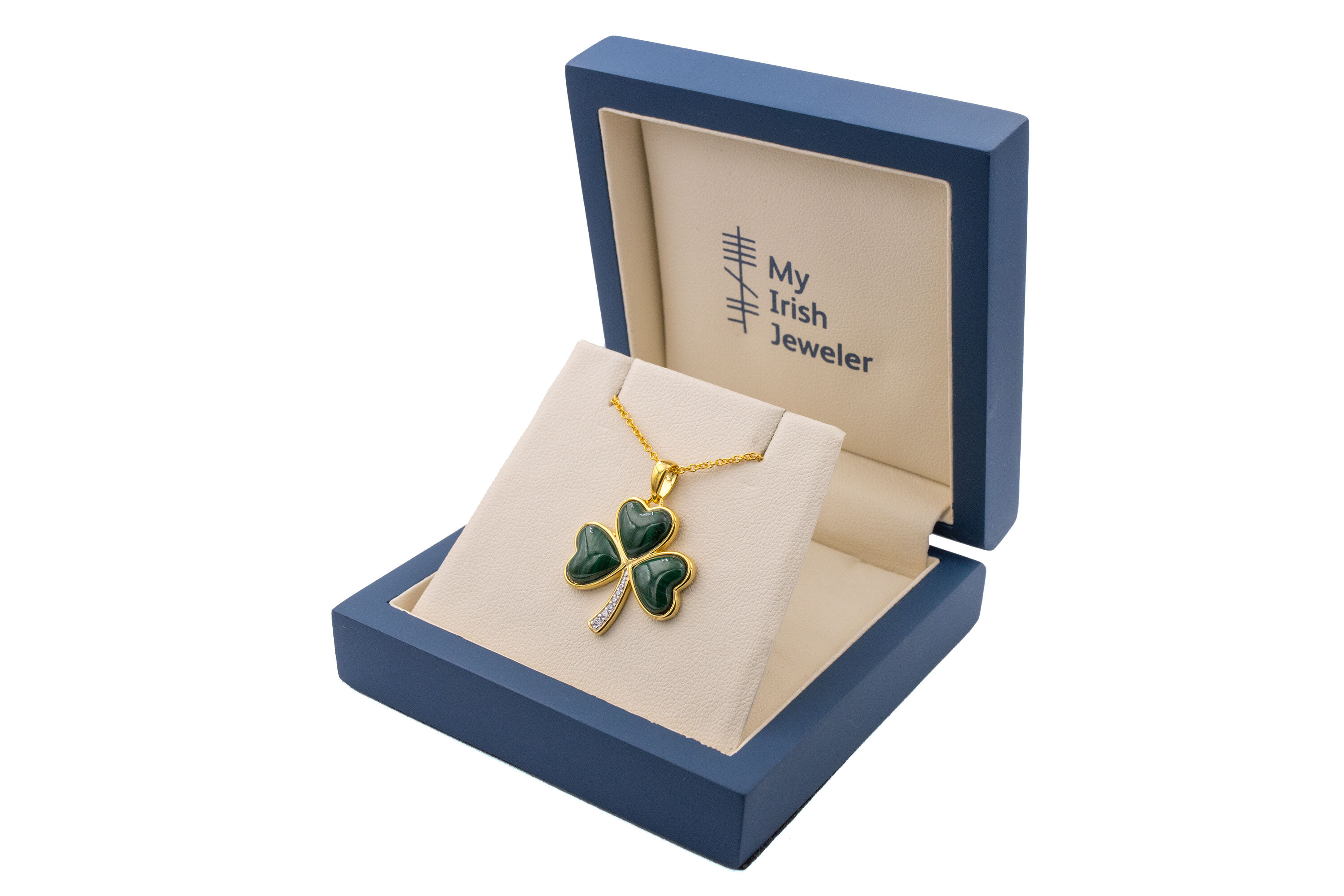 Genuine Gold Vermeil Shamrock Gift Set For Women. In Luxury Packaging.