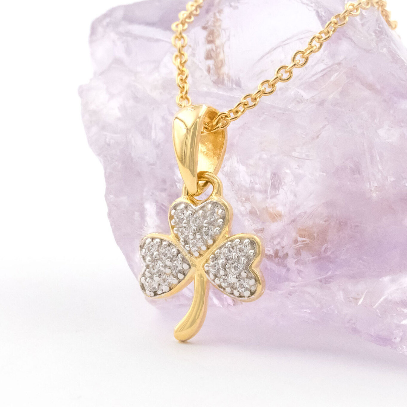 Petite CZ Shamrock Necklace