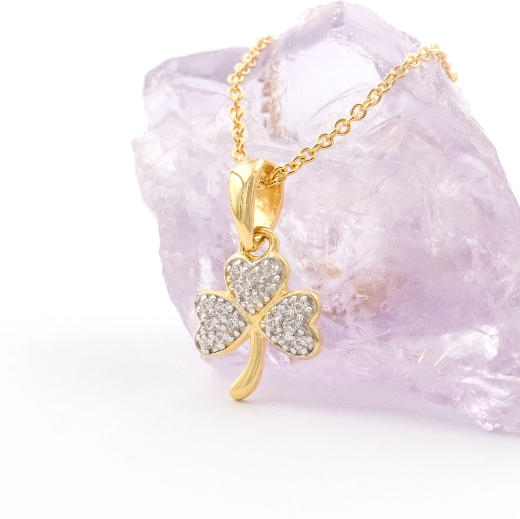 Womens Shamrock Gift Set in Real Gold Vermeil