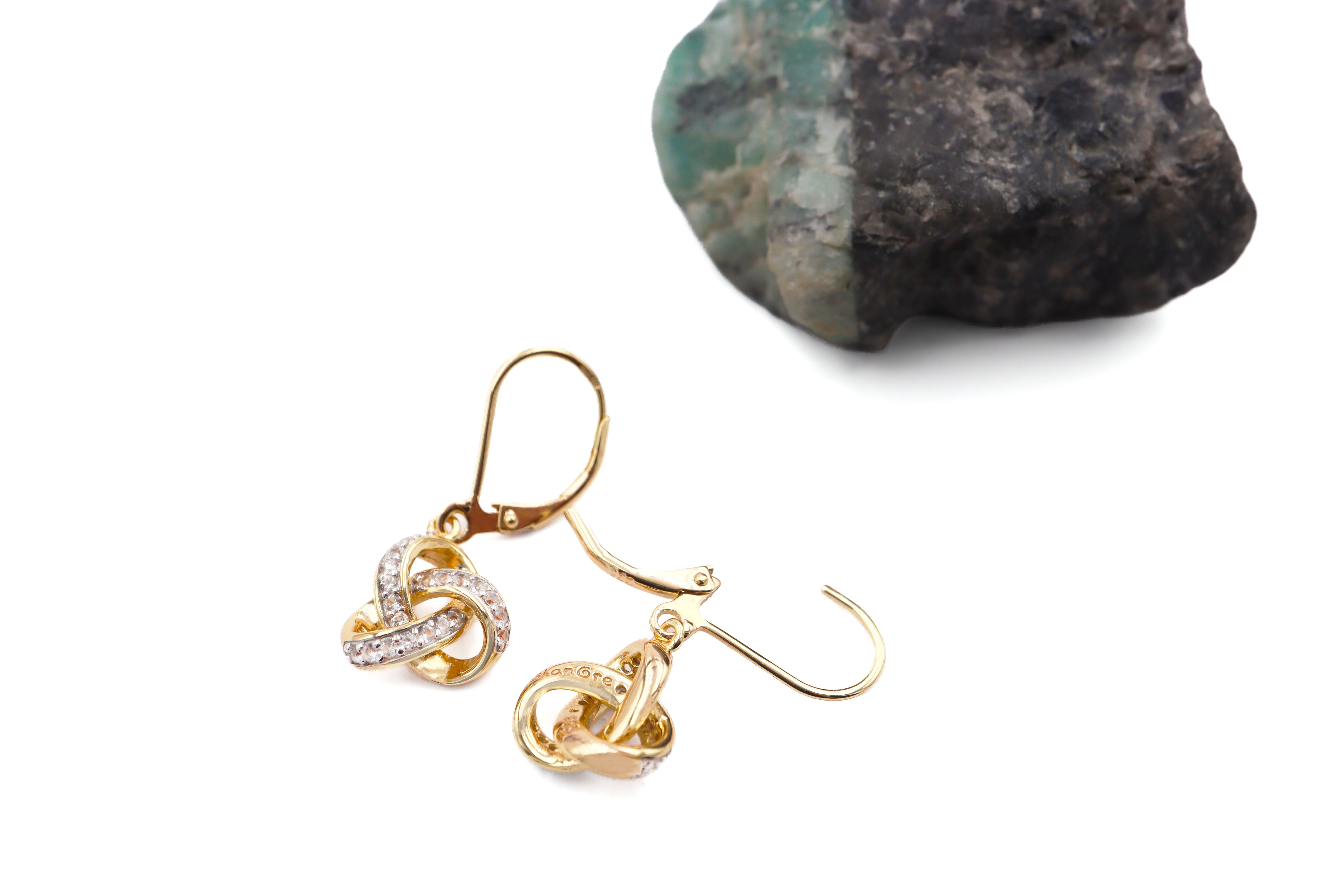 Gold Vermeil Trinity Knot Drop Earrings Sku 25185 back