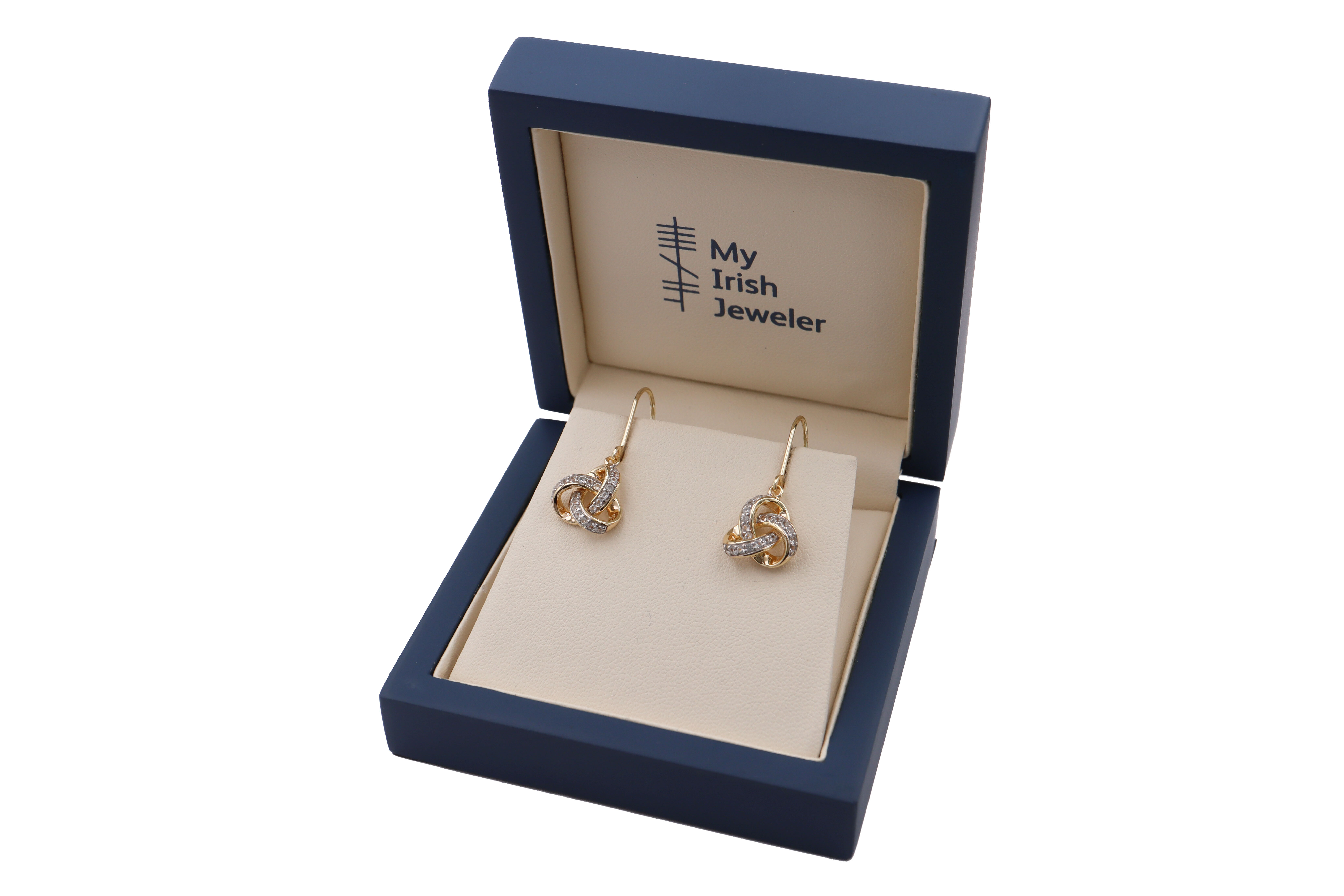 Gold Vermeil Trinity Knot Drop Earrings Sku 25185 box