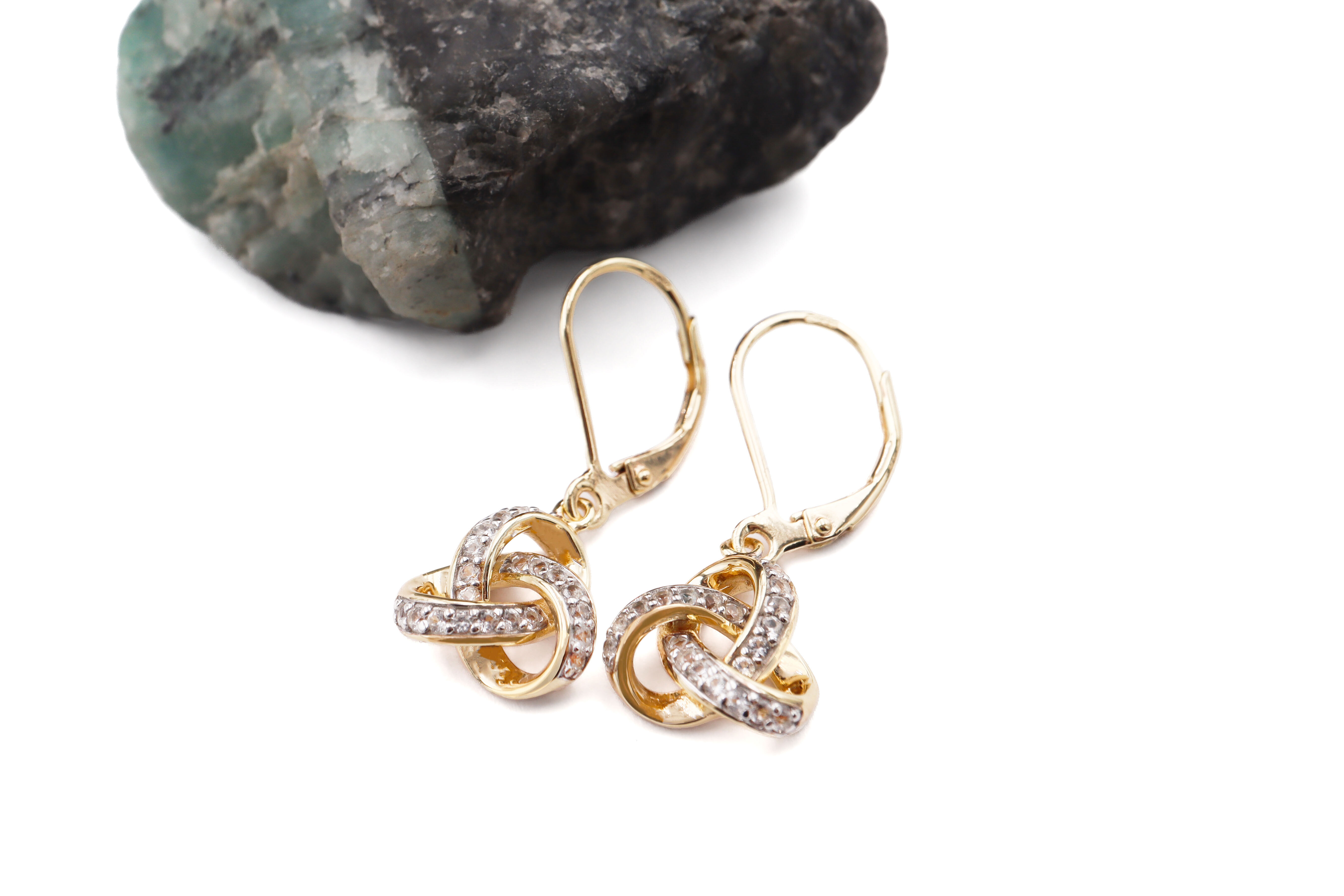 Gold Vermeil Trinity Knot Drop Earrings Sku 25185 front 2