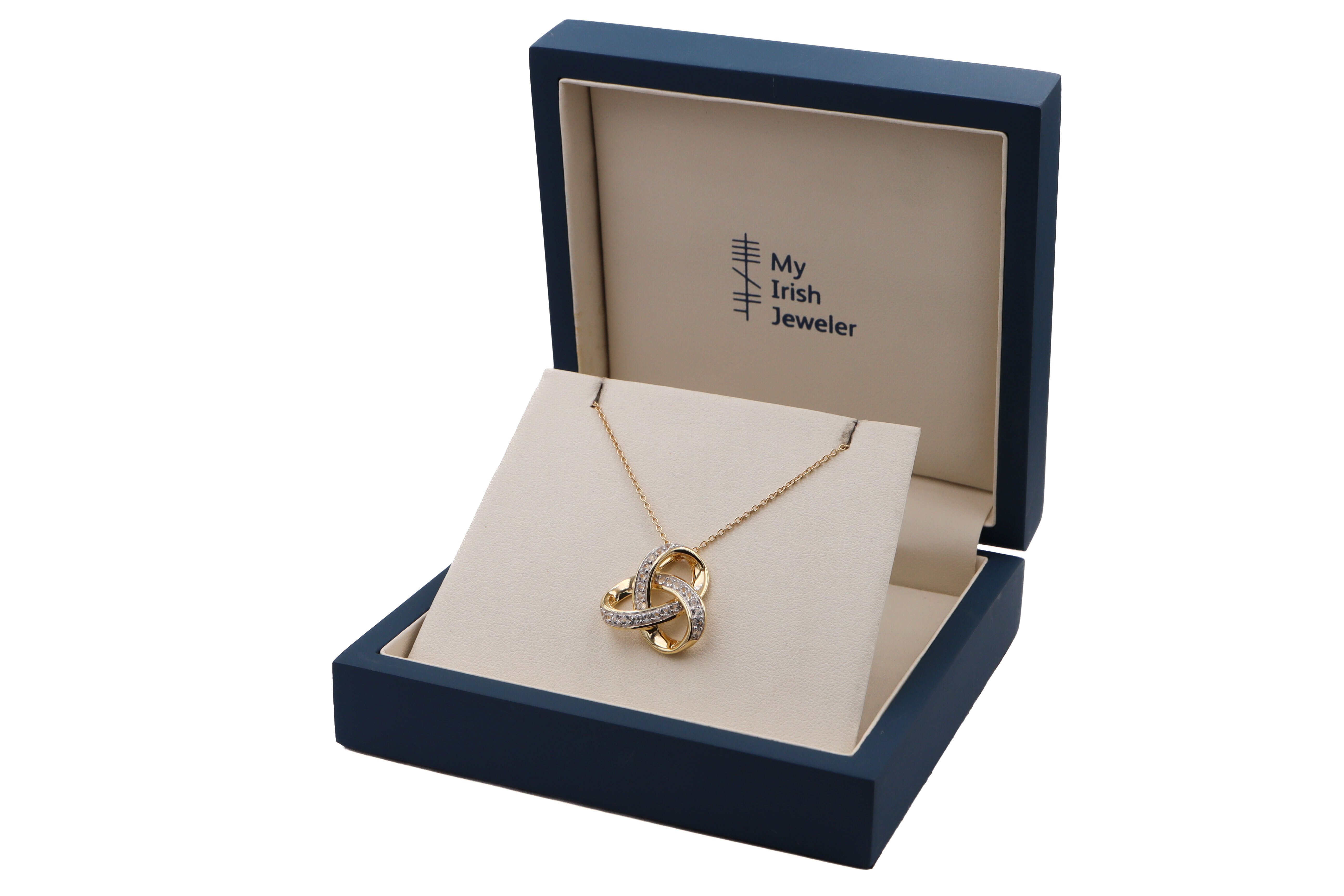 Gold Vermeil Trinity Knot Necklace Sku 25184 box