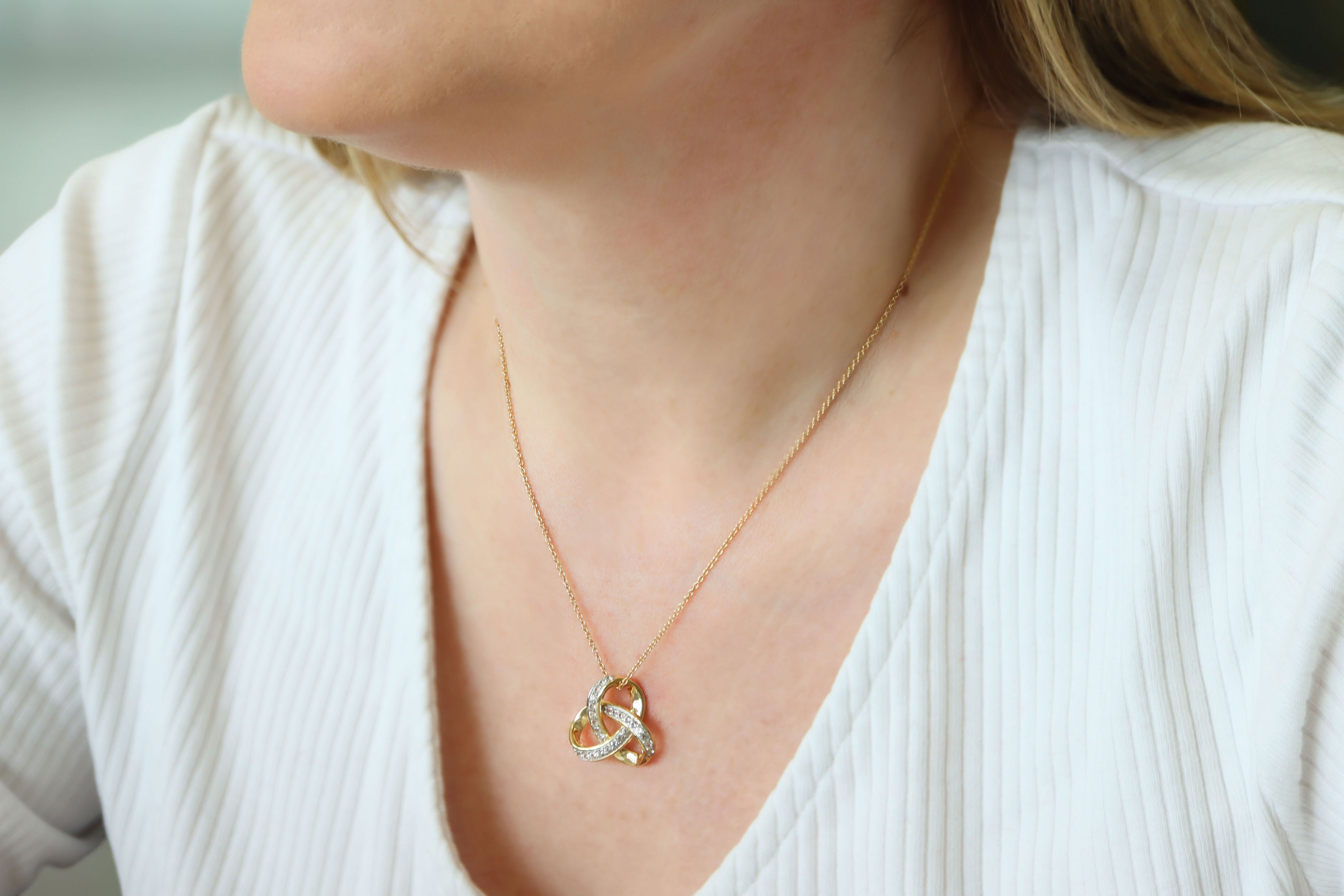 Gold Vermeil Trinity Knot Necklace Sku 25184 model