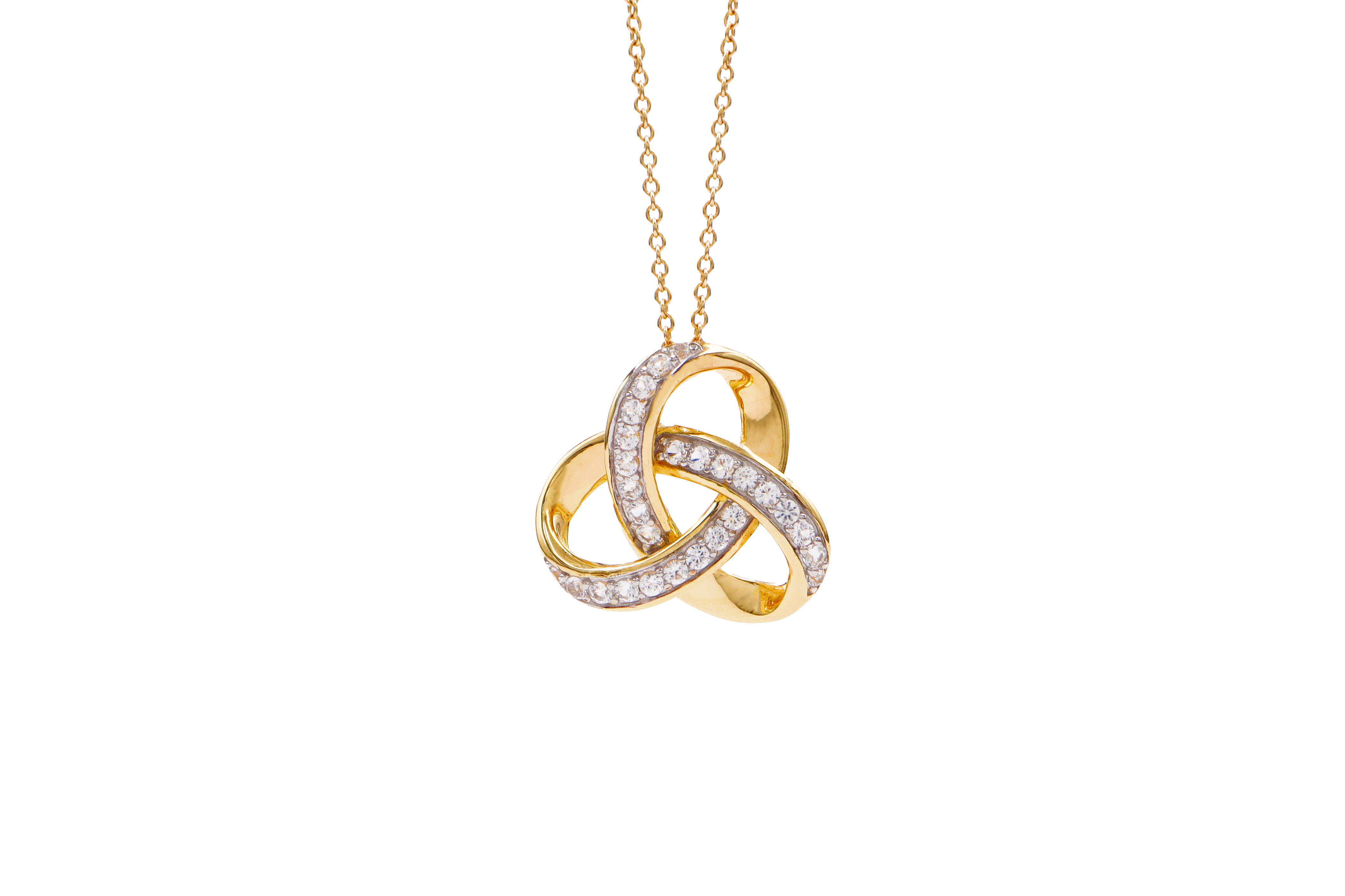 Gold Vermeil Trinity Knot Necklace Sku 25184 white background