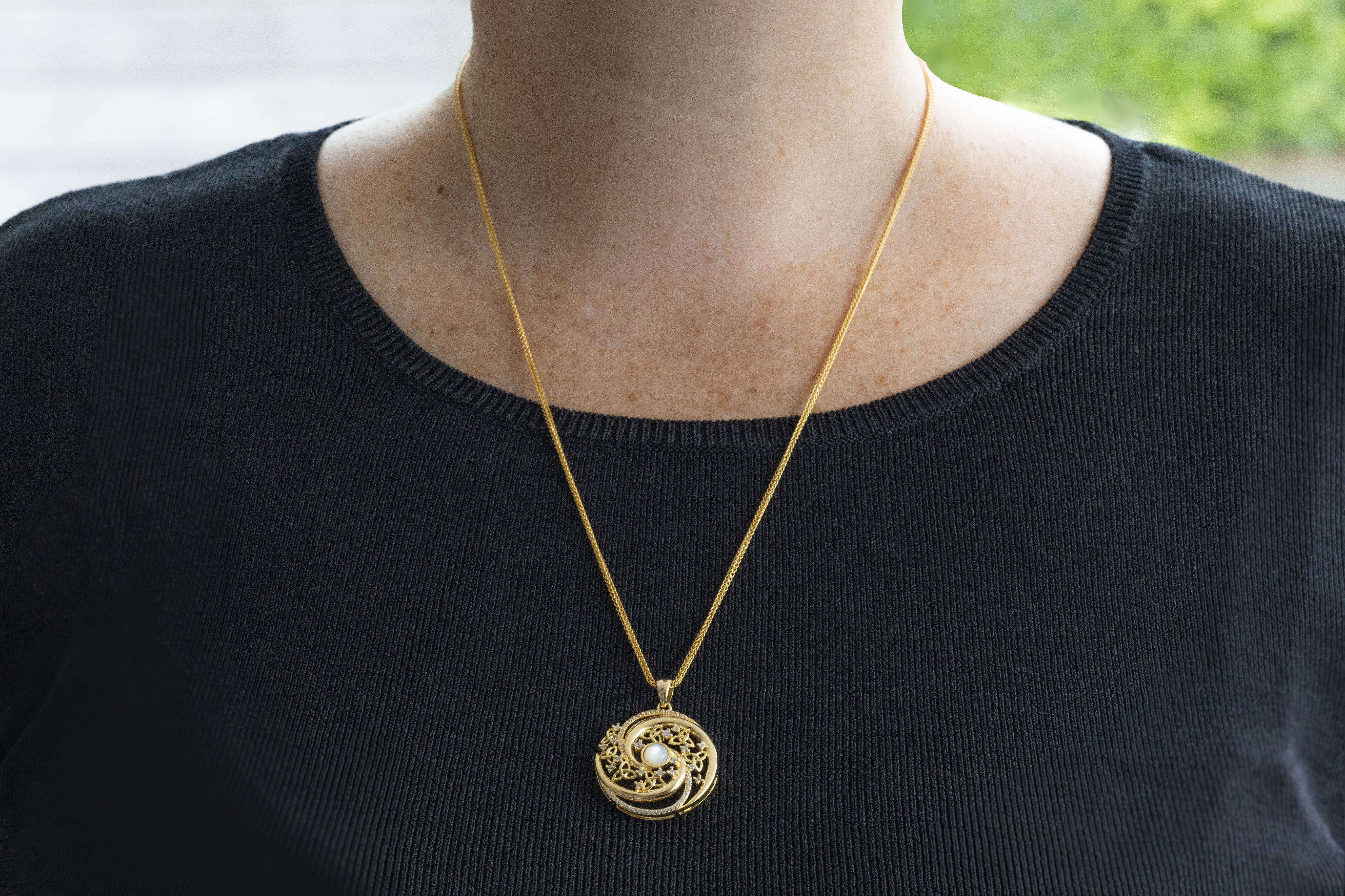 Womens Gold Vermeil Trinity Knot Necklace - Model Photo