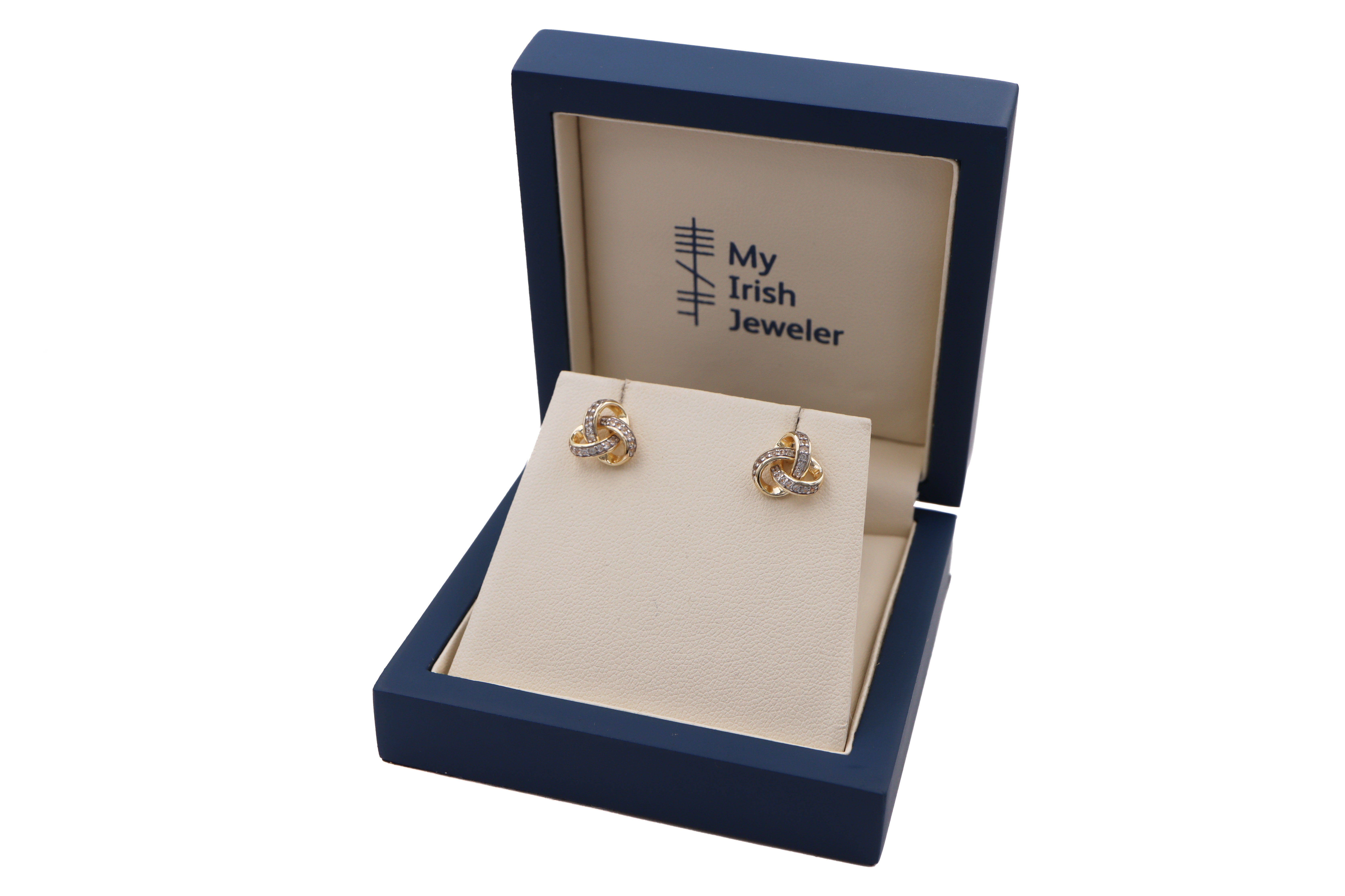 Gold Vermeil Trinity Knot Studs Sku 25186 box