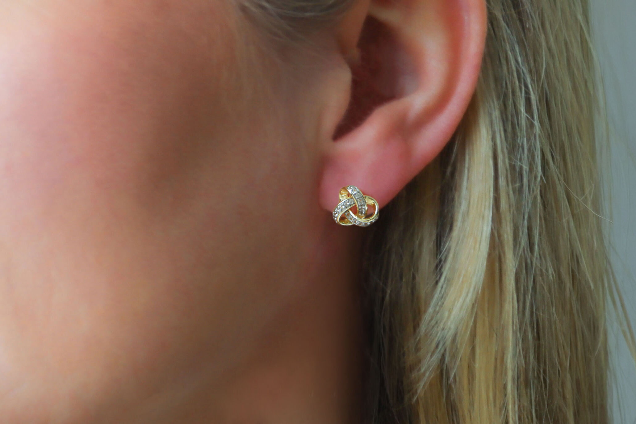 Gold Vermeil Trinity Knot Studs Sku 25186 model