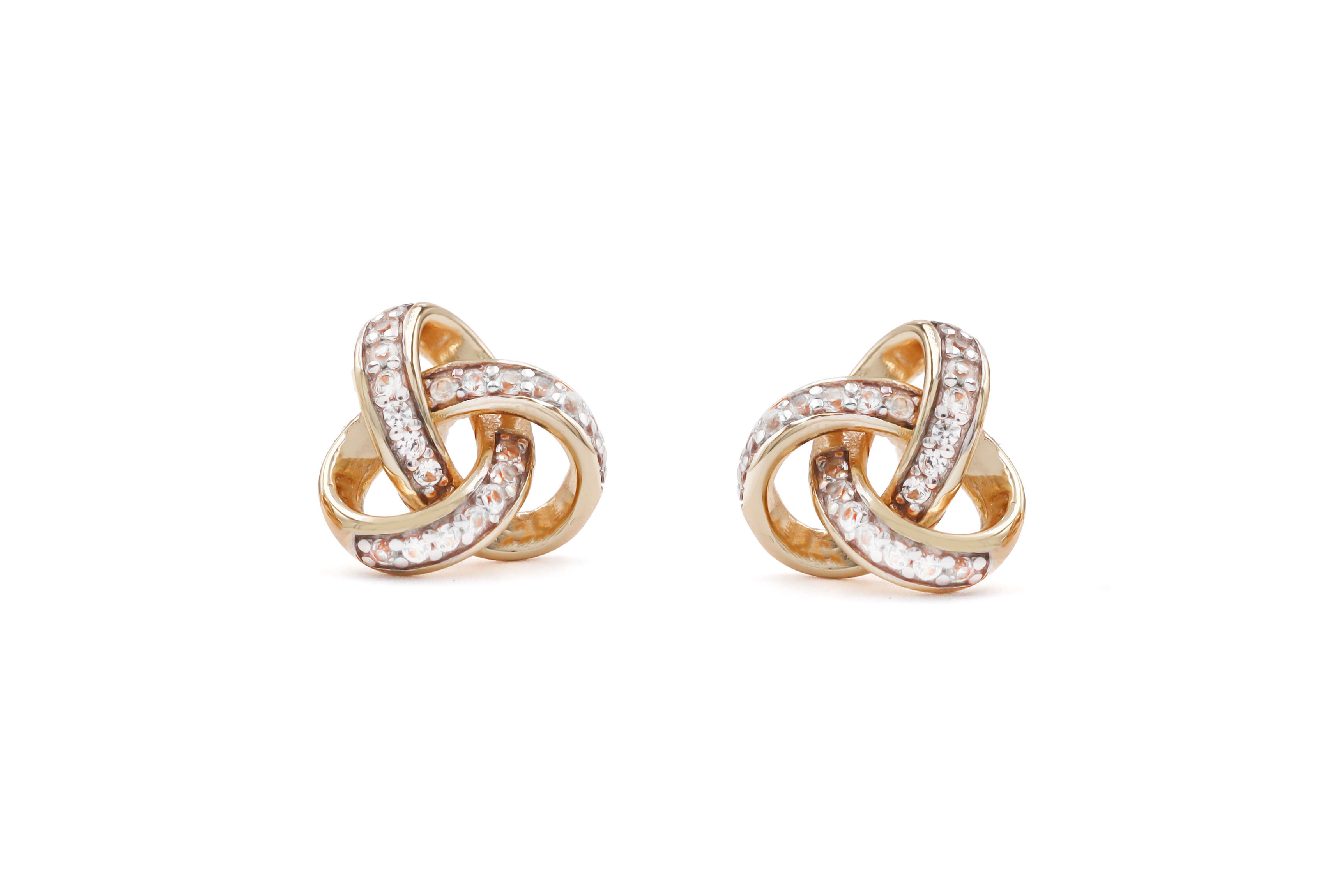 Gold Vermeil Trinity Knot Studs Sku 25186 white background