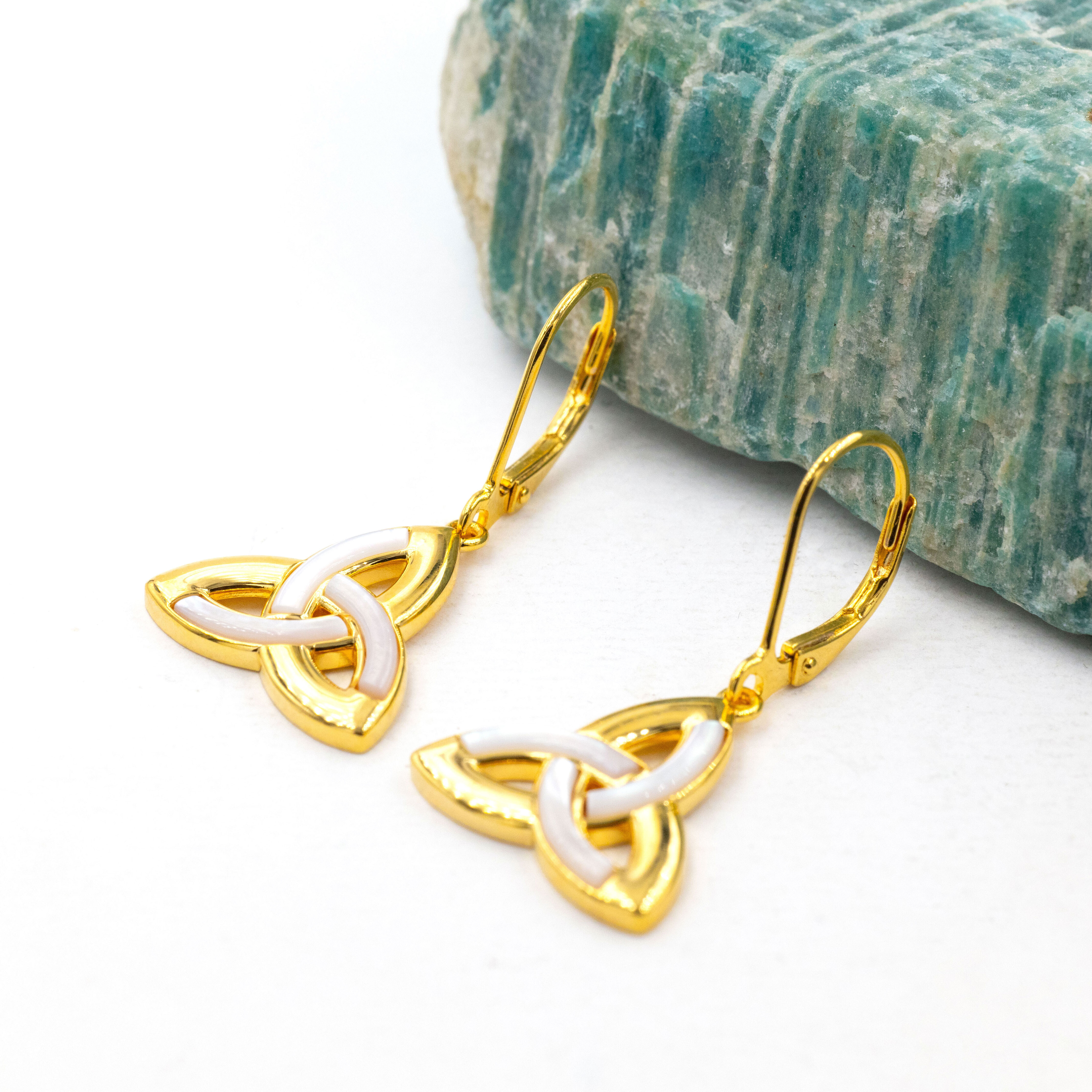 Gold Vermeil Trinity Mother of Pearl Earrings