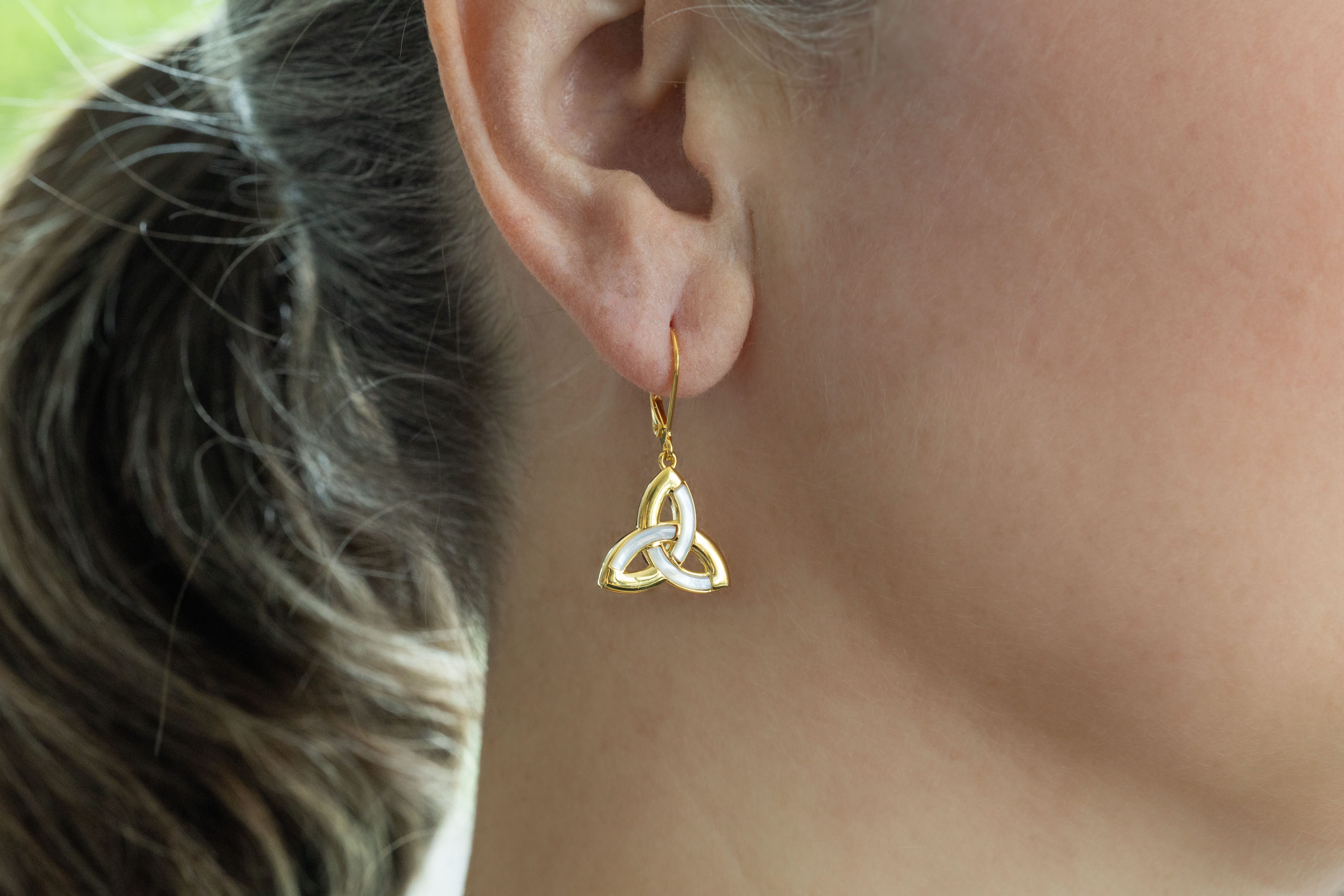 Genuine Gold Vermeil Trinity Knot Gift Set With a Polished Finish For Women - Model Photo