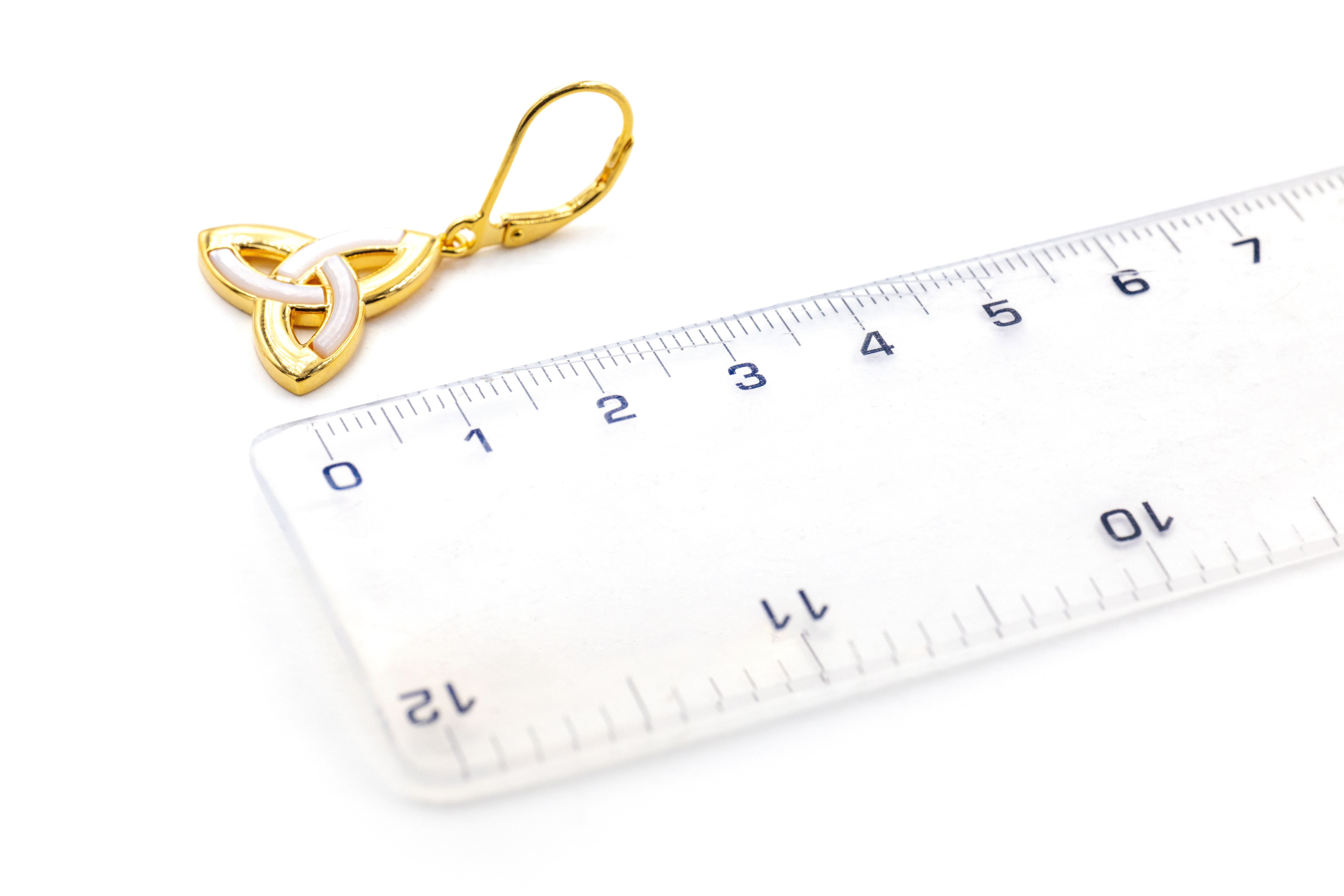 Genuine Gold Vermeil Trinity Knot Earrings For Women. Picture For Scale.