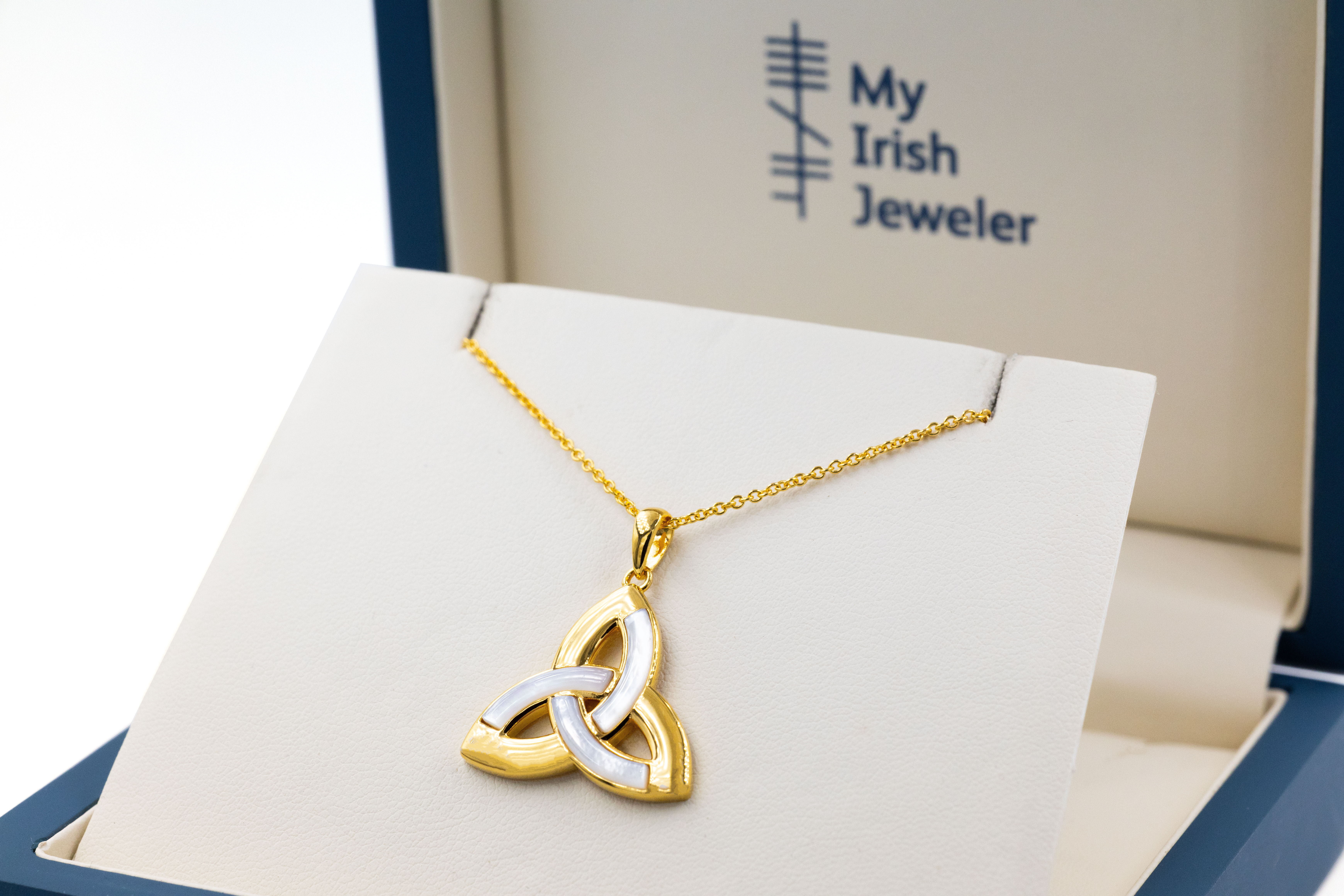 Womens Trinity Knot Necklace in Gold Vermeil. In Luxury Packaging.
