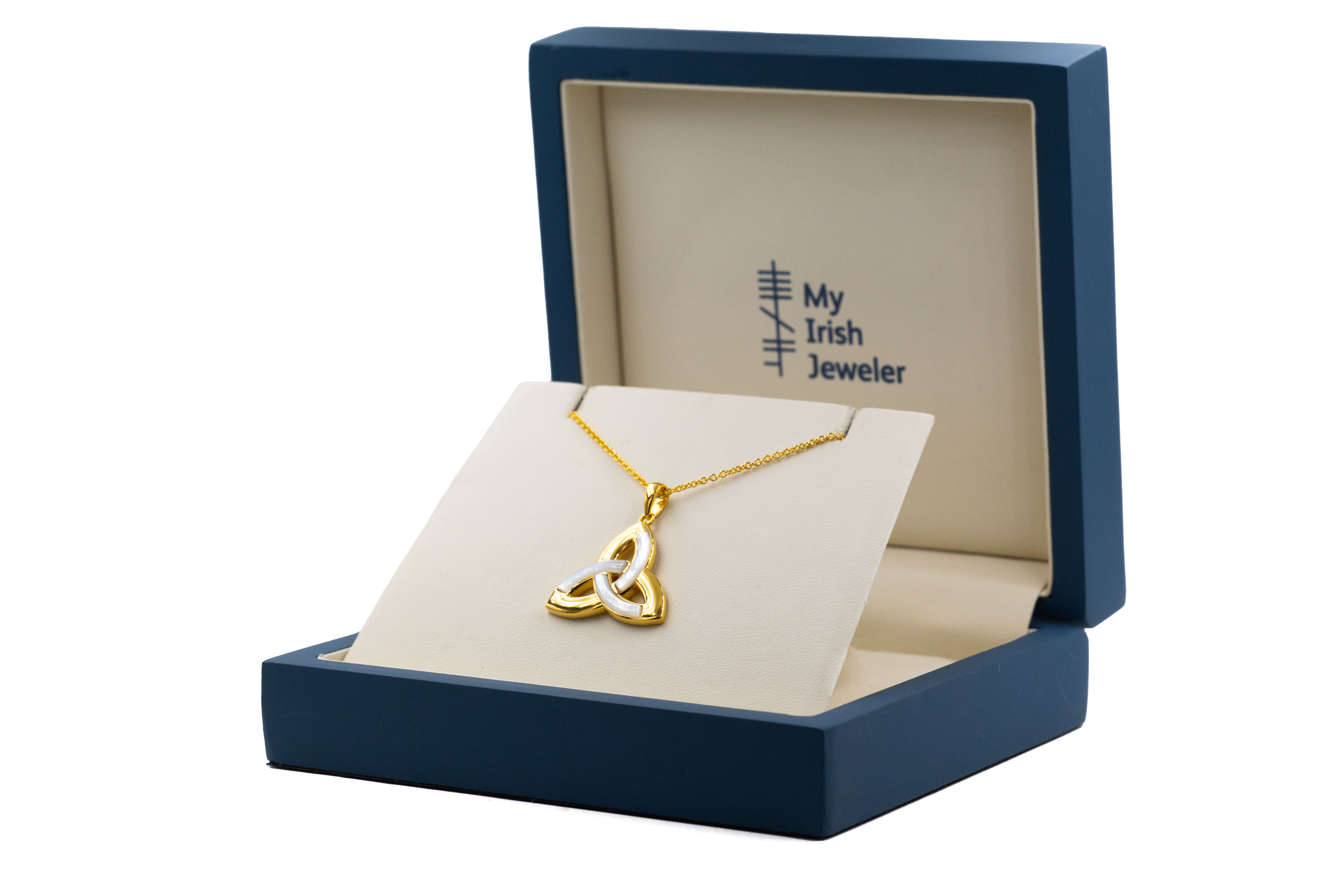 Irish Gold Vermeil Trinity Knot Necklace For Women. In Luxury Packaging.
