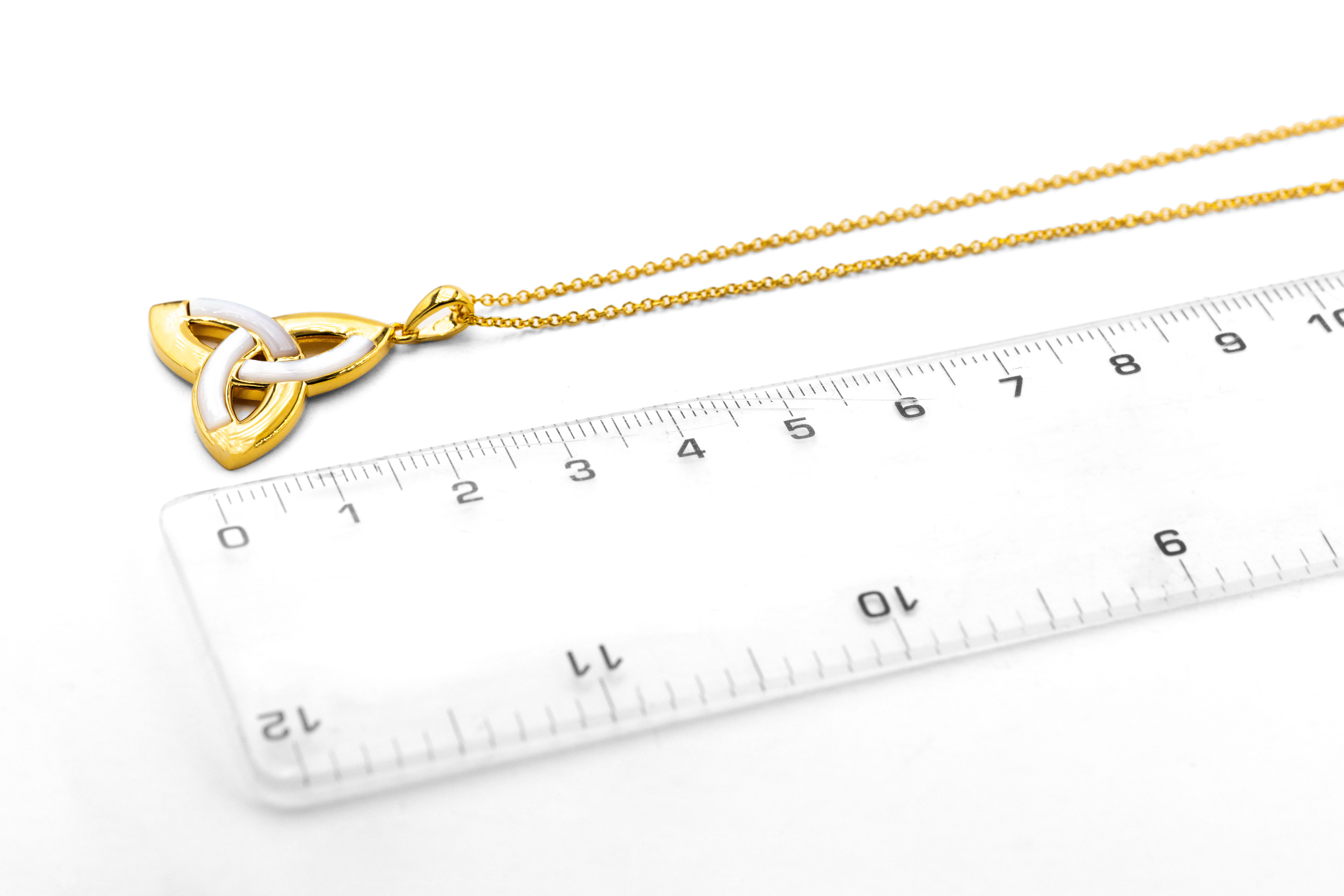 Gorgeous Gold Vermeil Trinity Knot Necklace For Women. Picture For Scale.