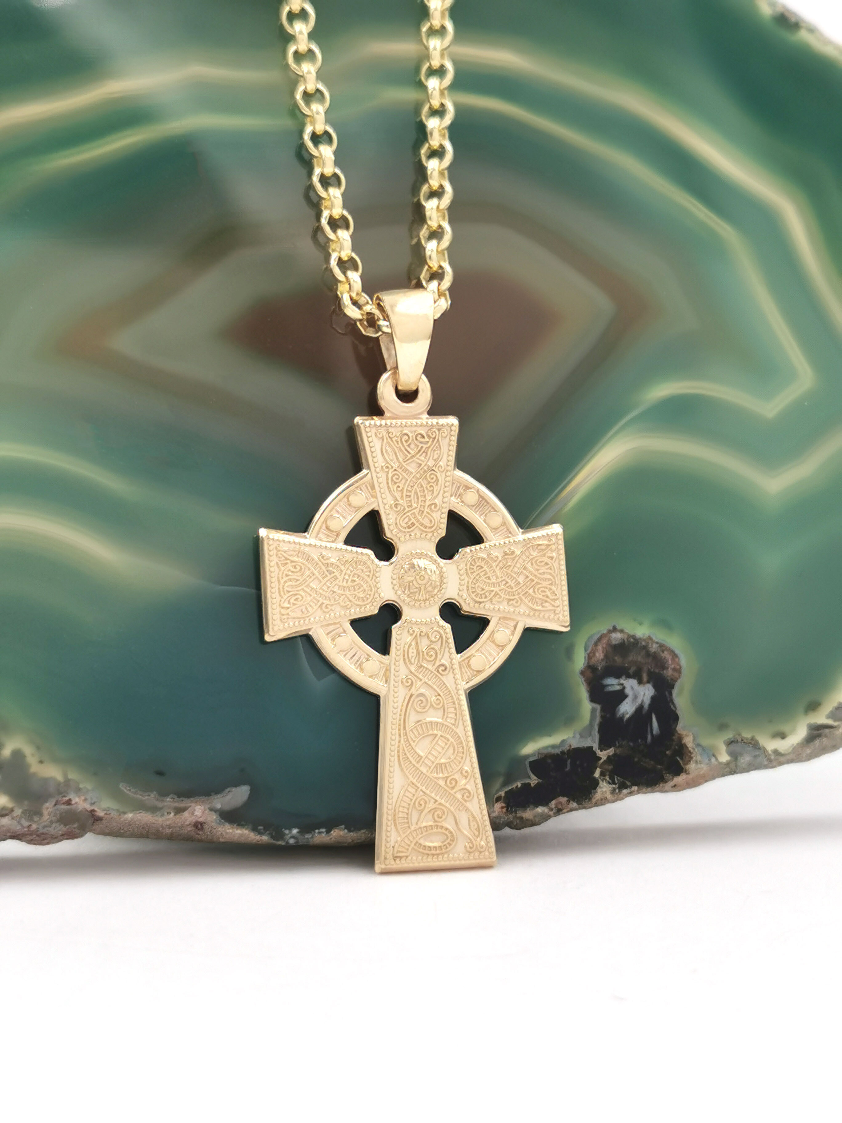 Silver or 9ct Gold Celtic Cross Charm - C21 ORT - Ogham Jewellery