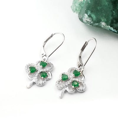 Green Agate Shamrock Earrings