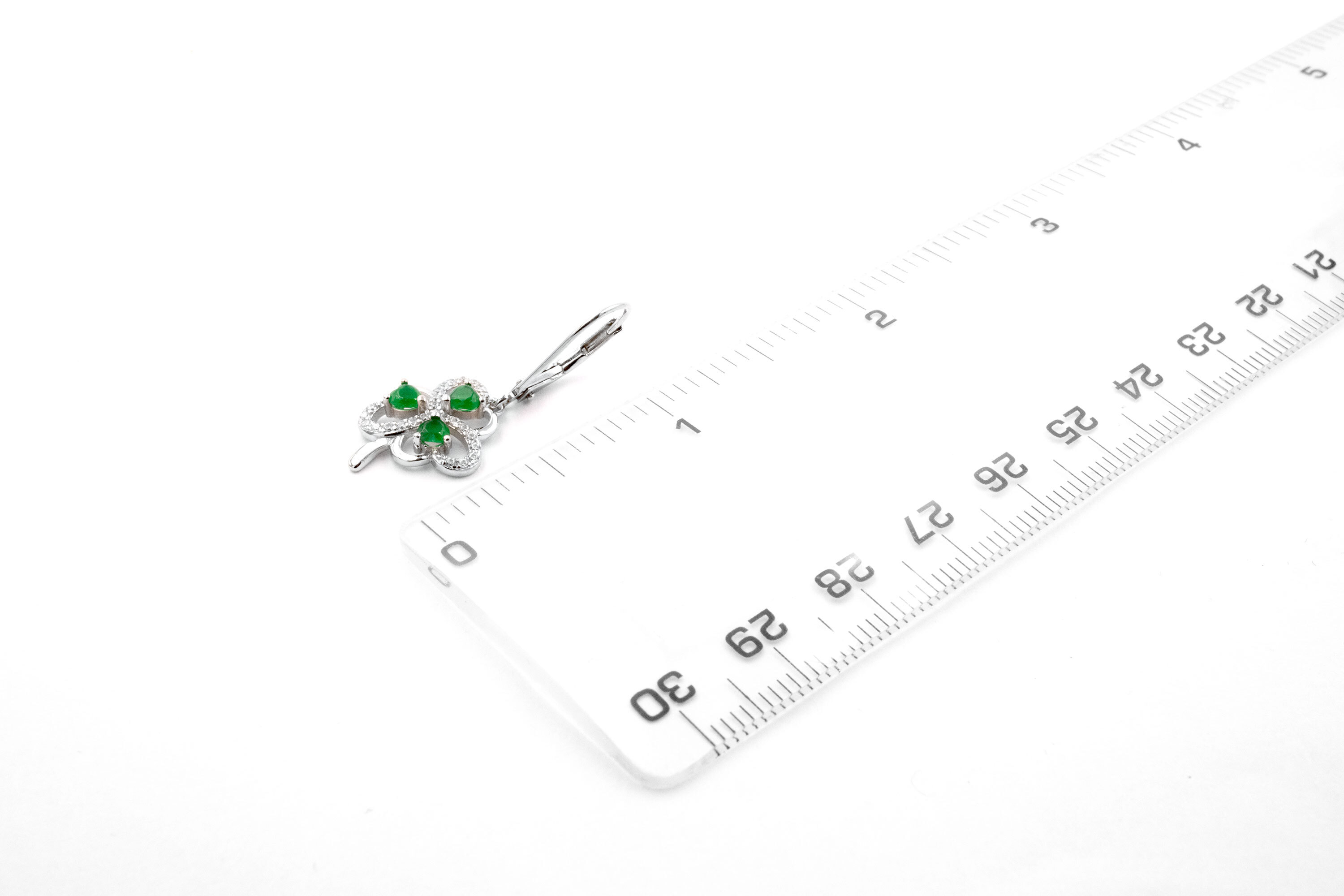 Womens Shamrock Gift Set in Sterling Silver. Picture For Scale.