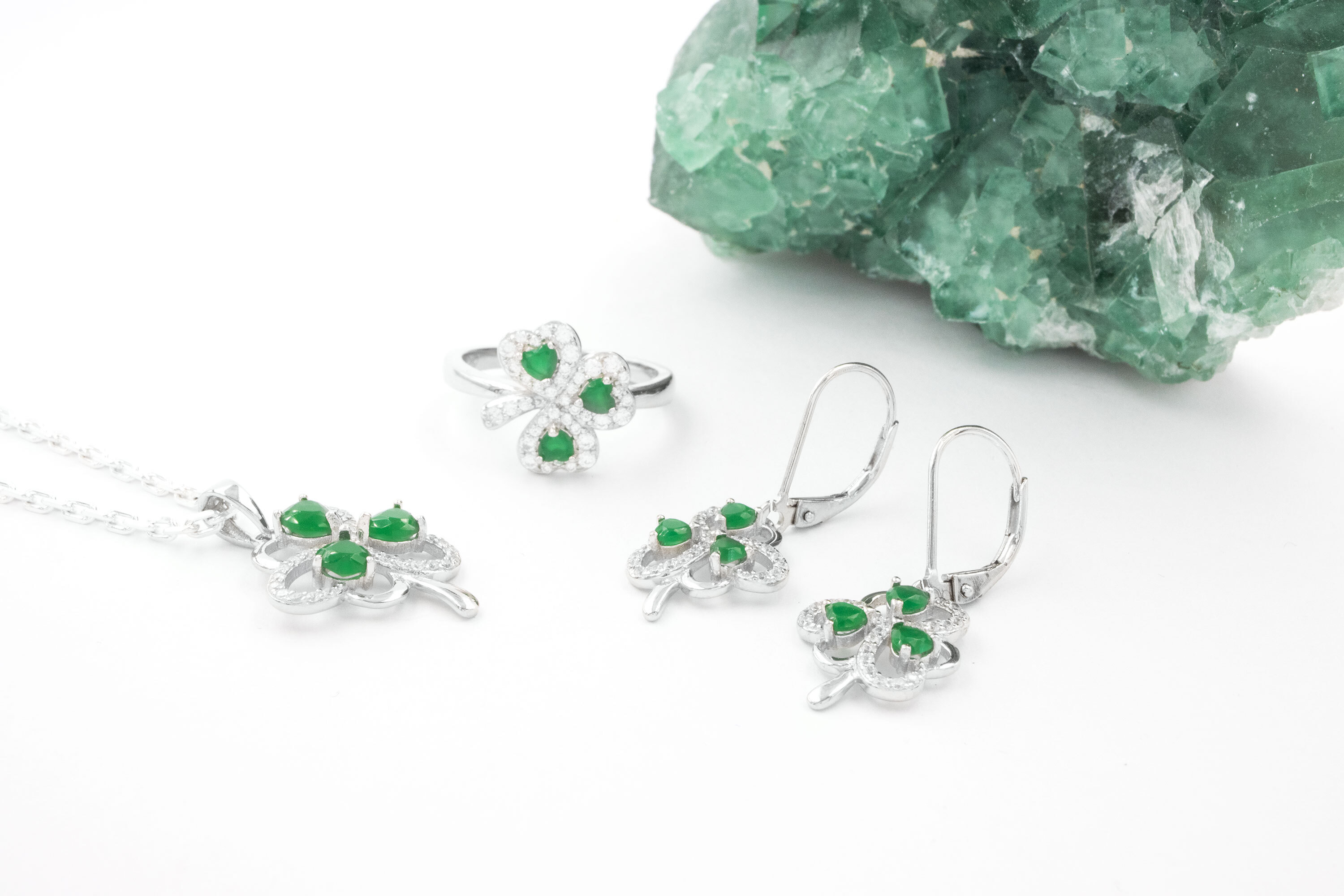 Shamrock - Pendant and Matching Earrings