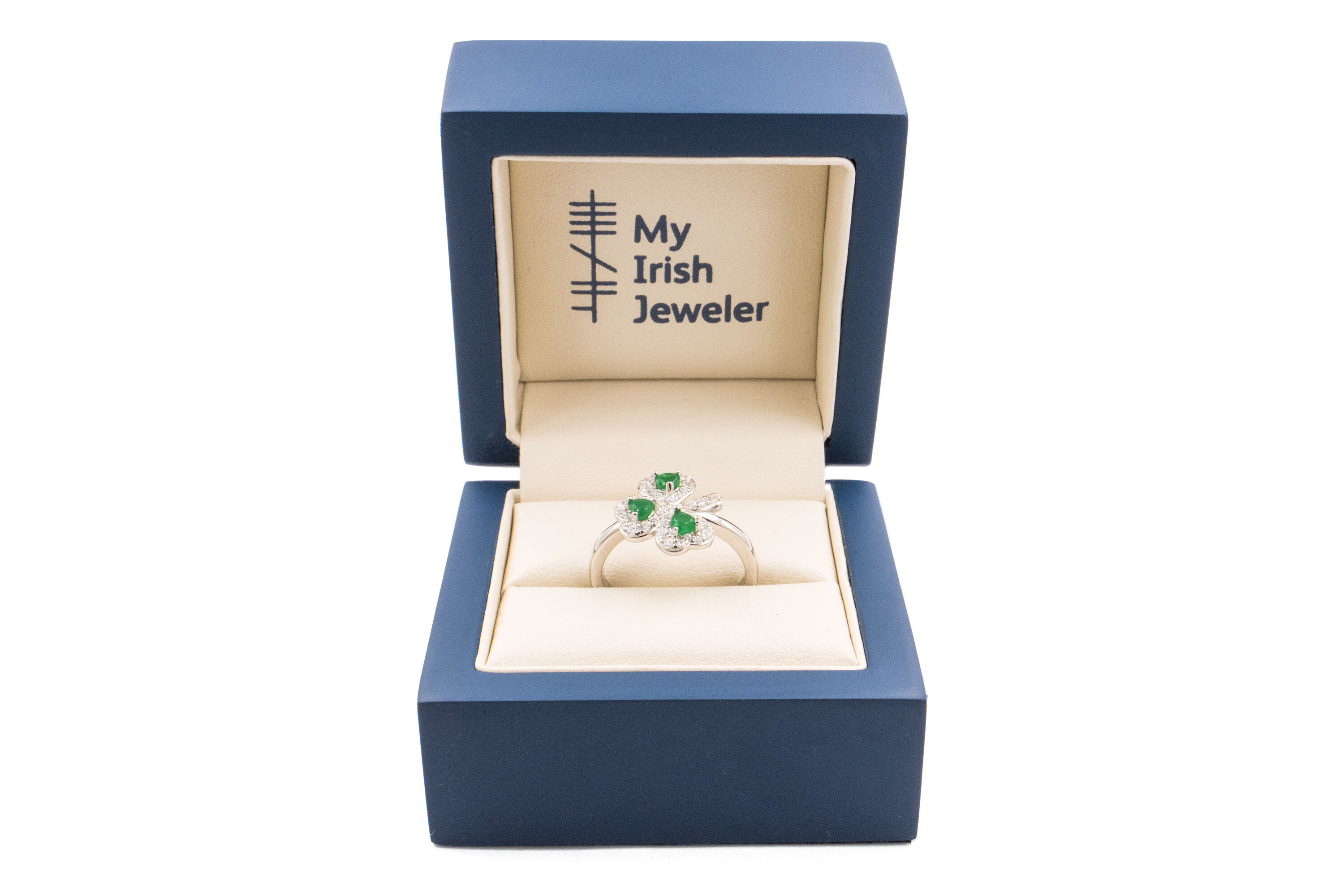 Womens Sterling Silver Shamrock Ring. In Luxury Packaging.