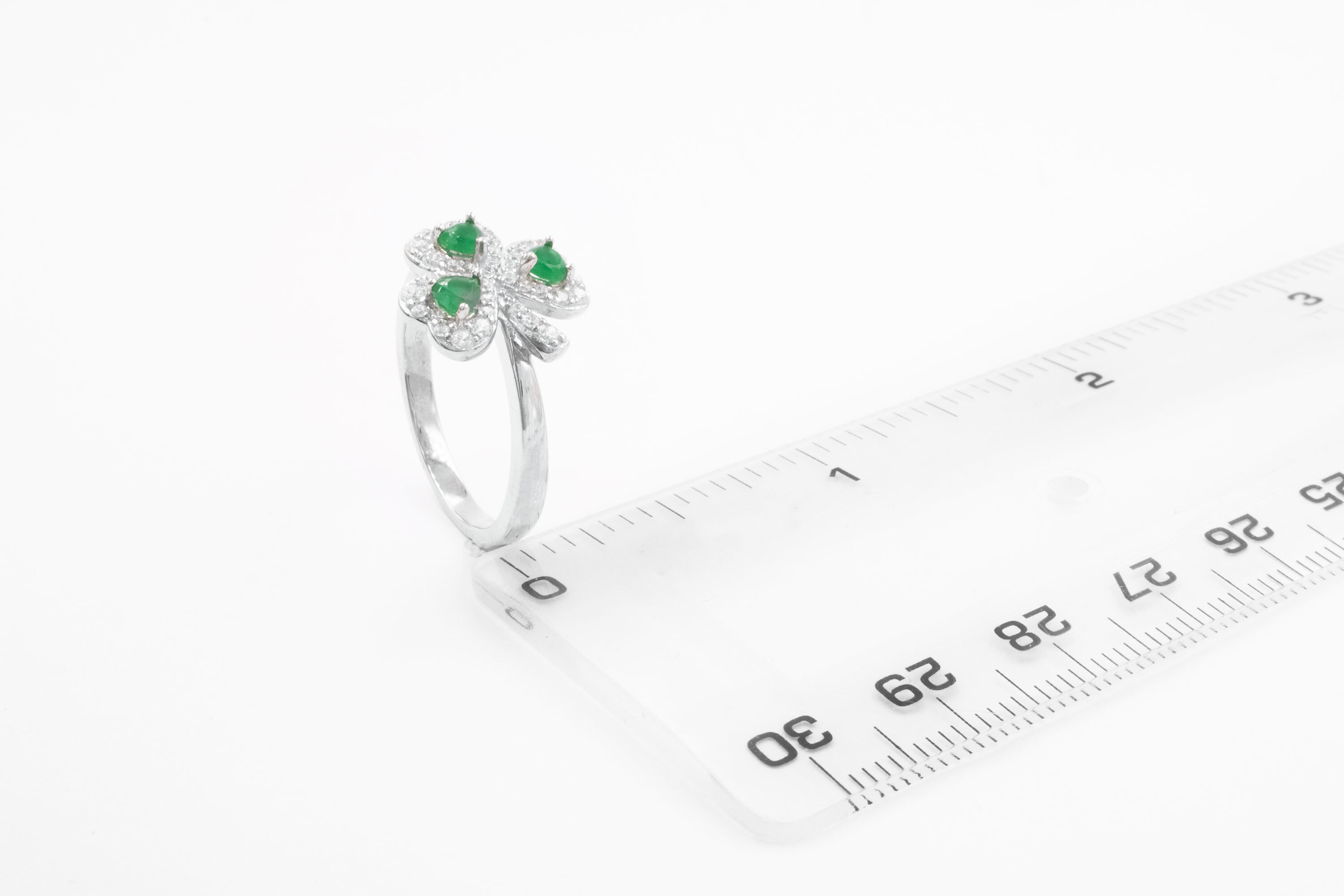 Striking Sterling Silver Shamrock Ring For Women. Picture For Scale.