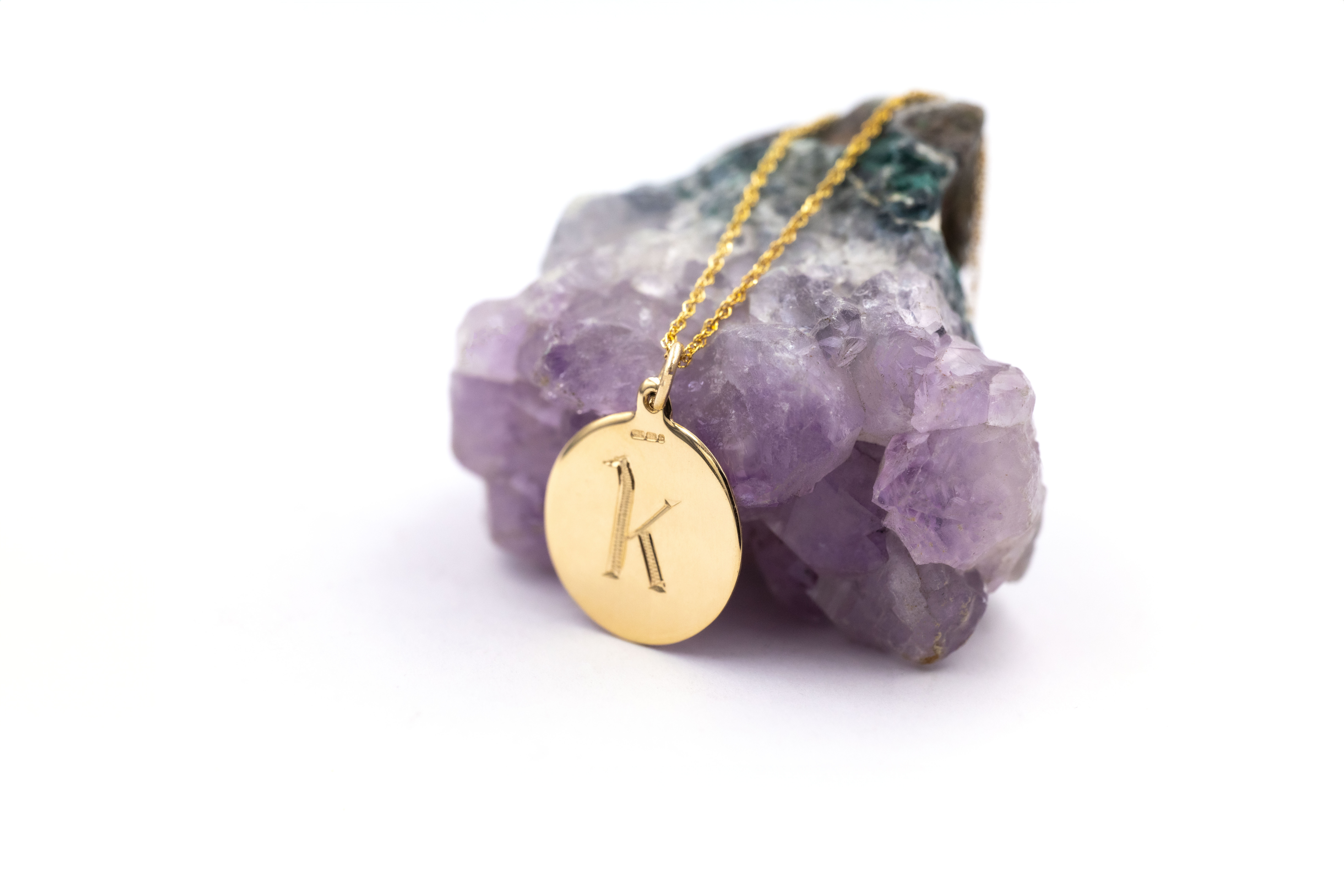 Polished 9K Yellow Gold Ogham Necklace. Picture Of The Back.