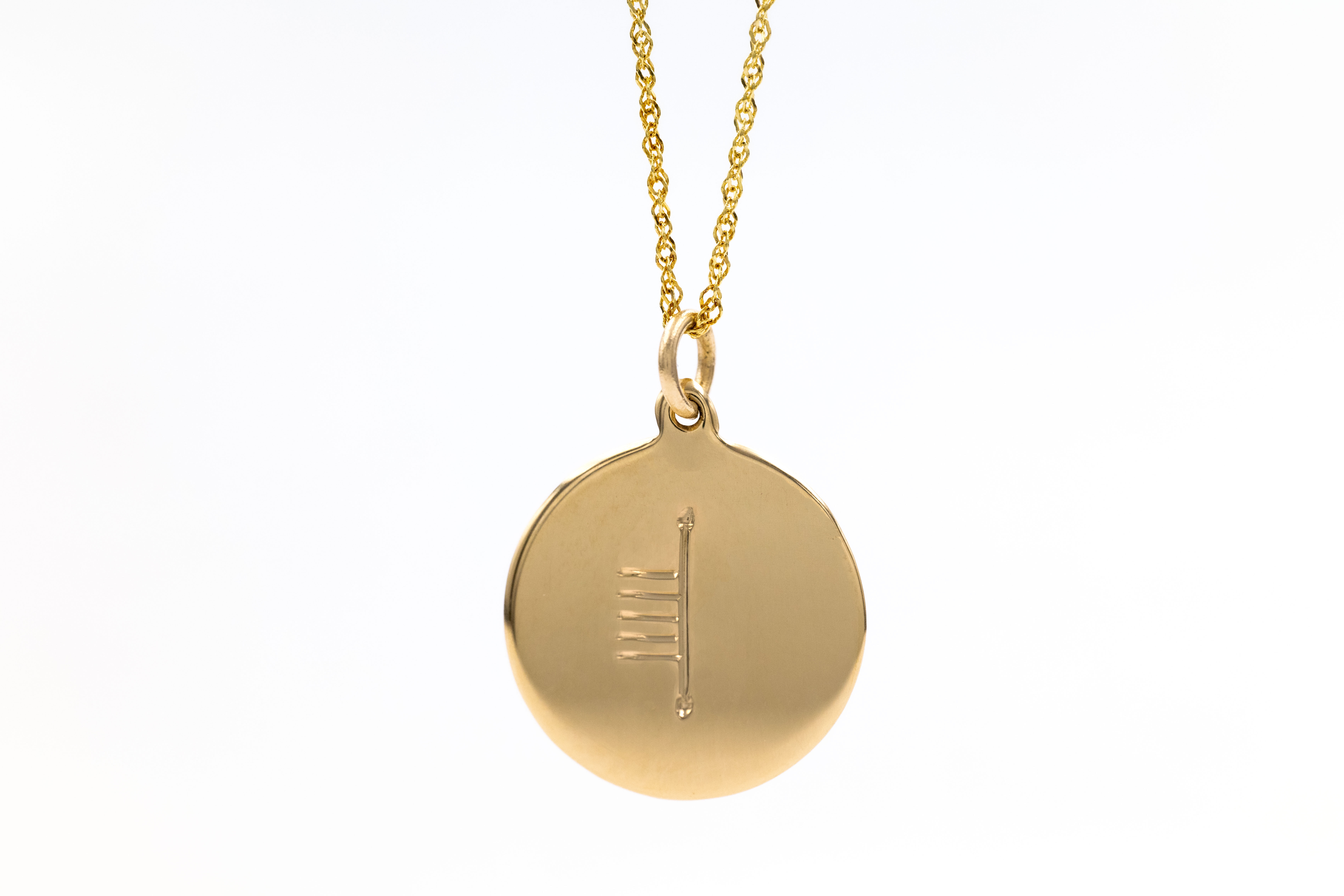 Engravable 9K Yellow Gold Personalizable Ogham Necklace With a Polished Finish
