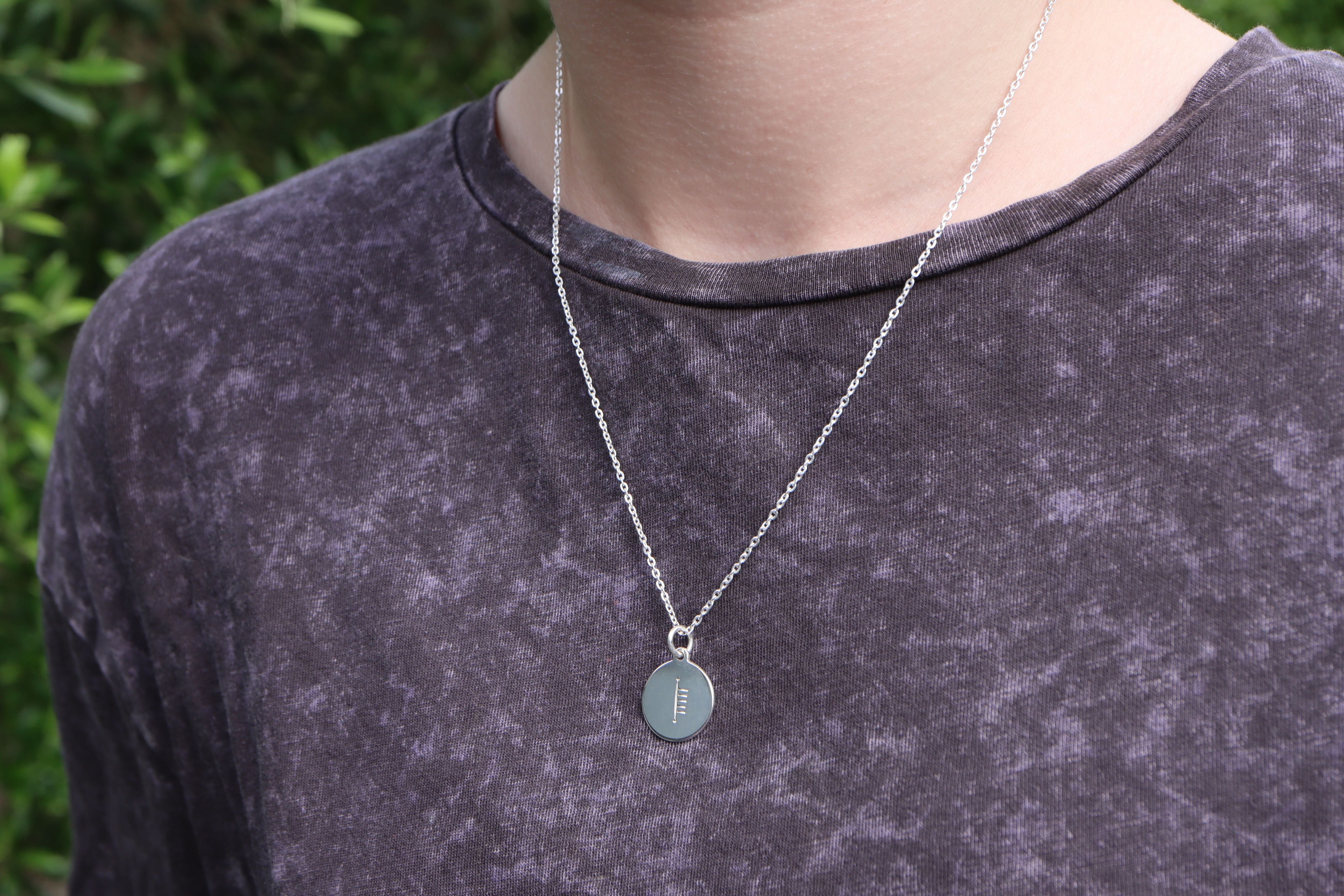 Hand Engraved Irish Initial Necklace youth model