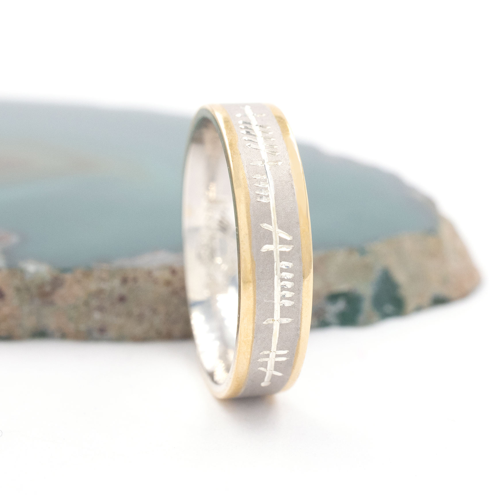 Hand Engraved Ogham Wedding Band