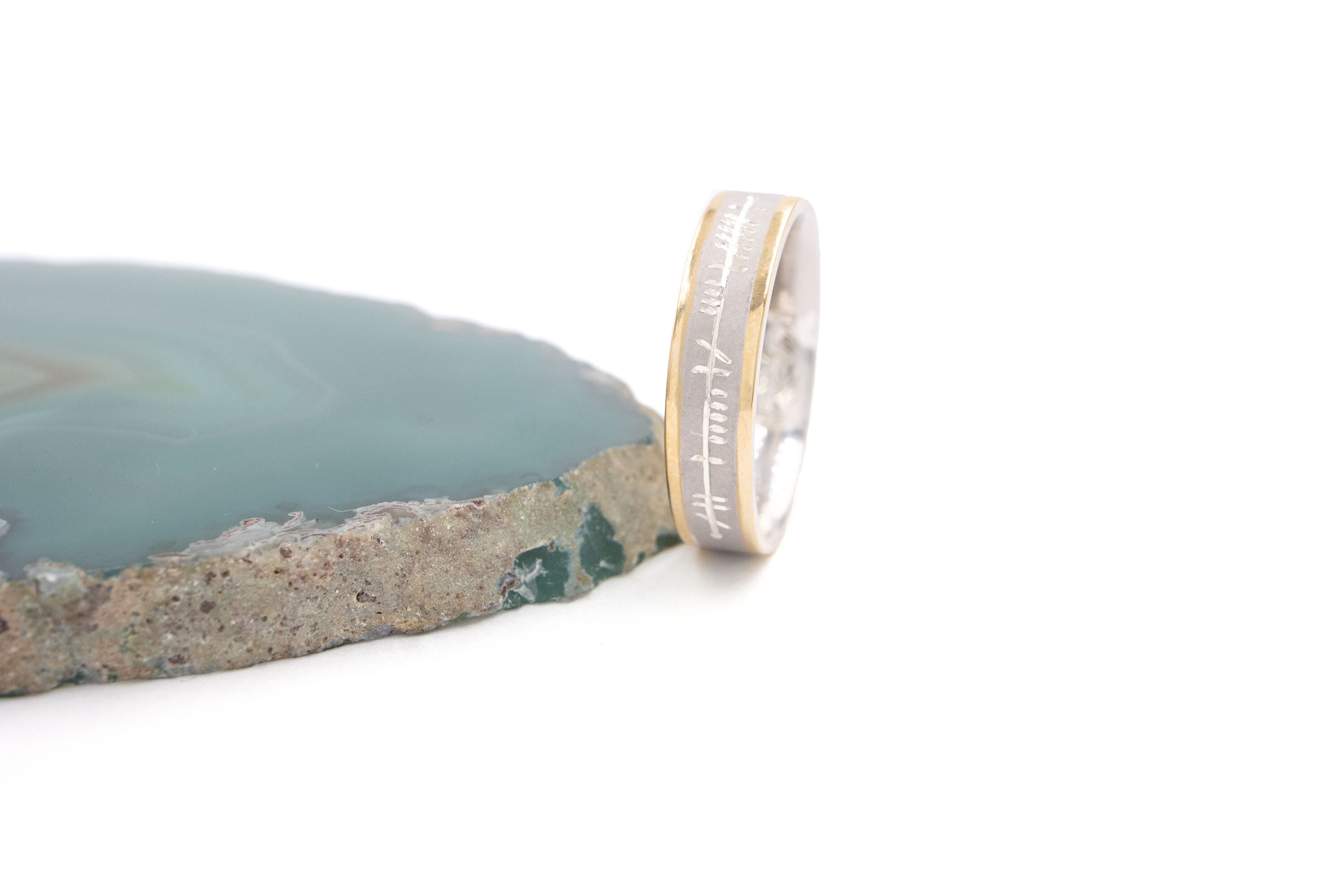 Womens Ogham 5.0mm Ring in Sterling Silver & 10K Yellow Gold