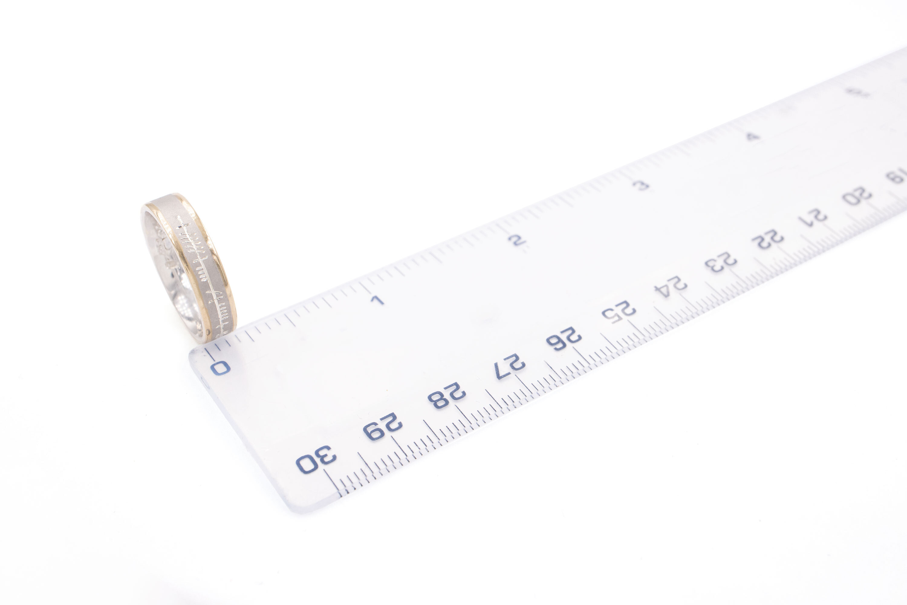 Womens Ogham Wedding Ring in 10K White Gold & Yellow Gold