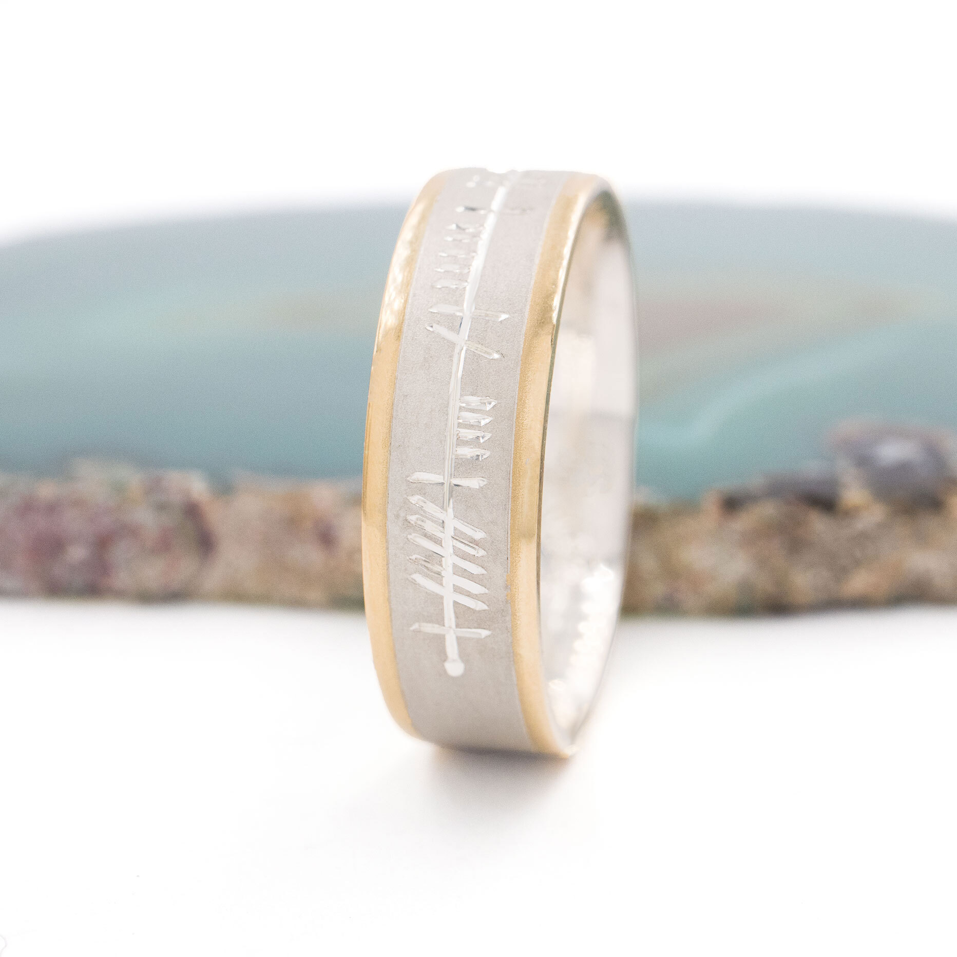 Hand Engraved Ogham Wedding Band
