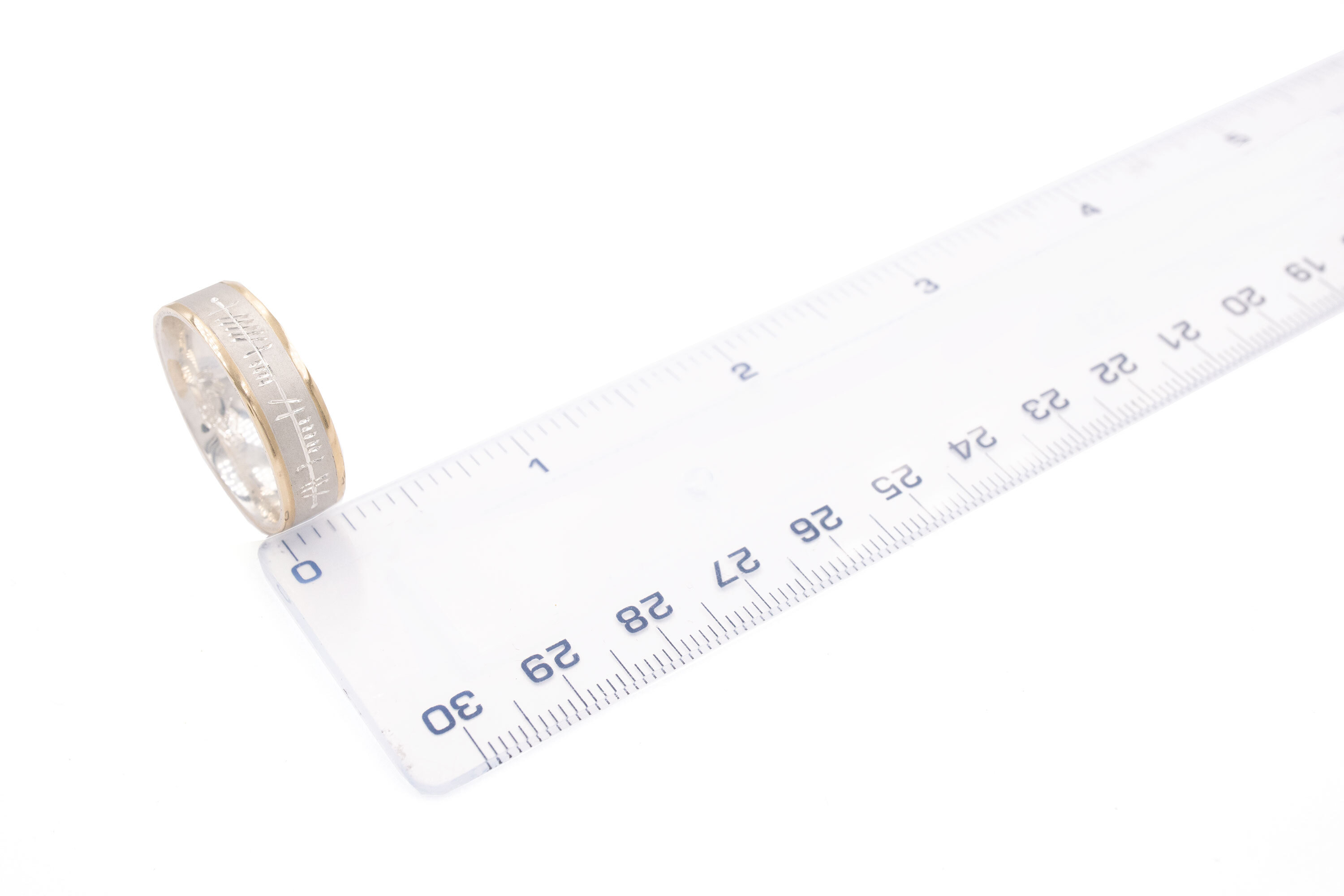 Engravable White Gold & Yellow Gold Ogham 6.5mm Ring For Men