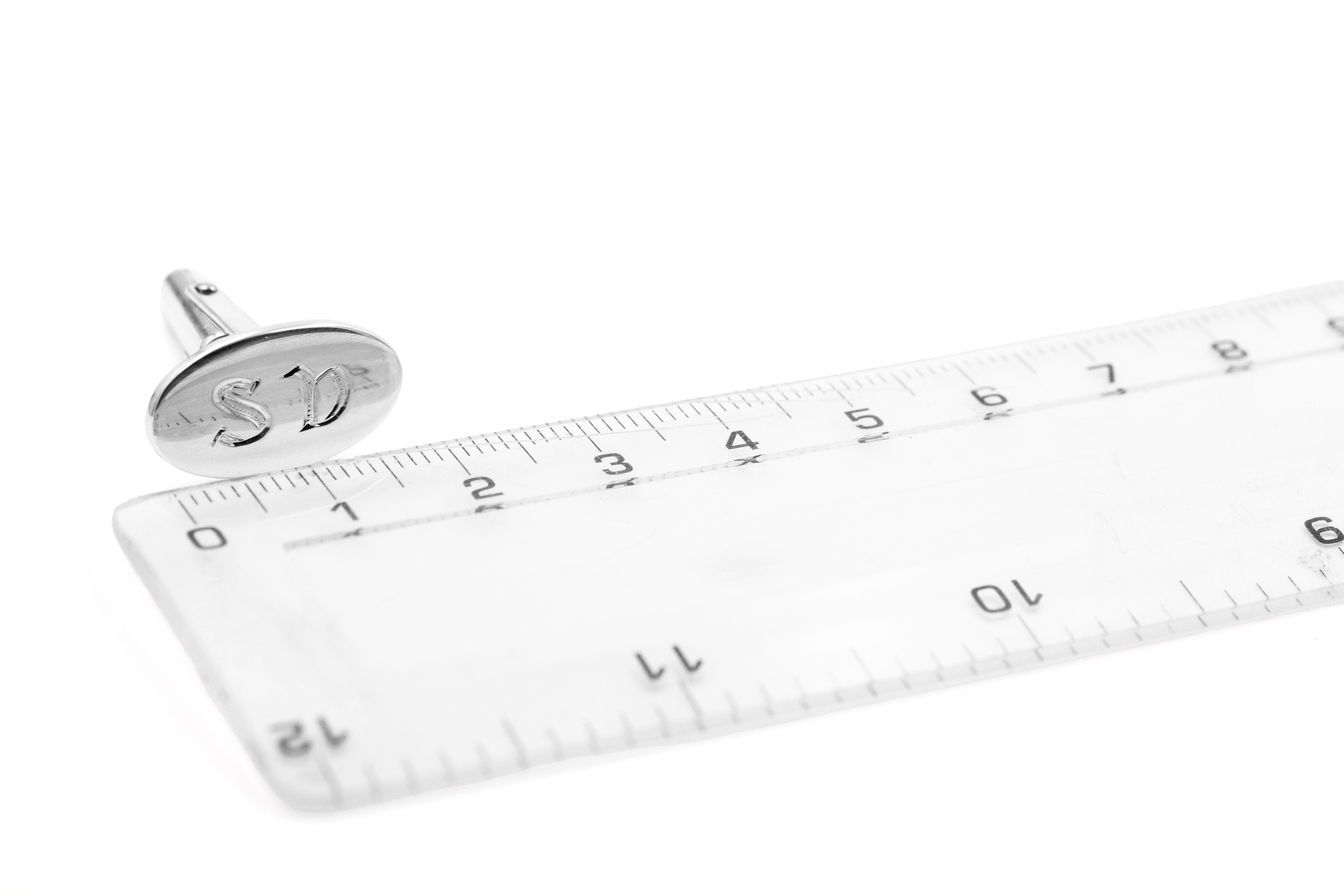 Gaelic Cufflinks - Oval cufflink hand engraved with letters S and B in the gaelic script