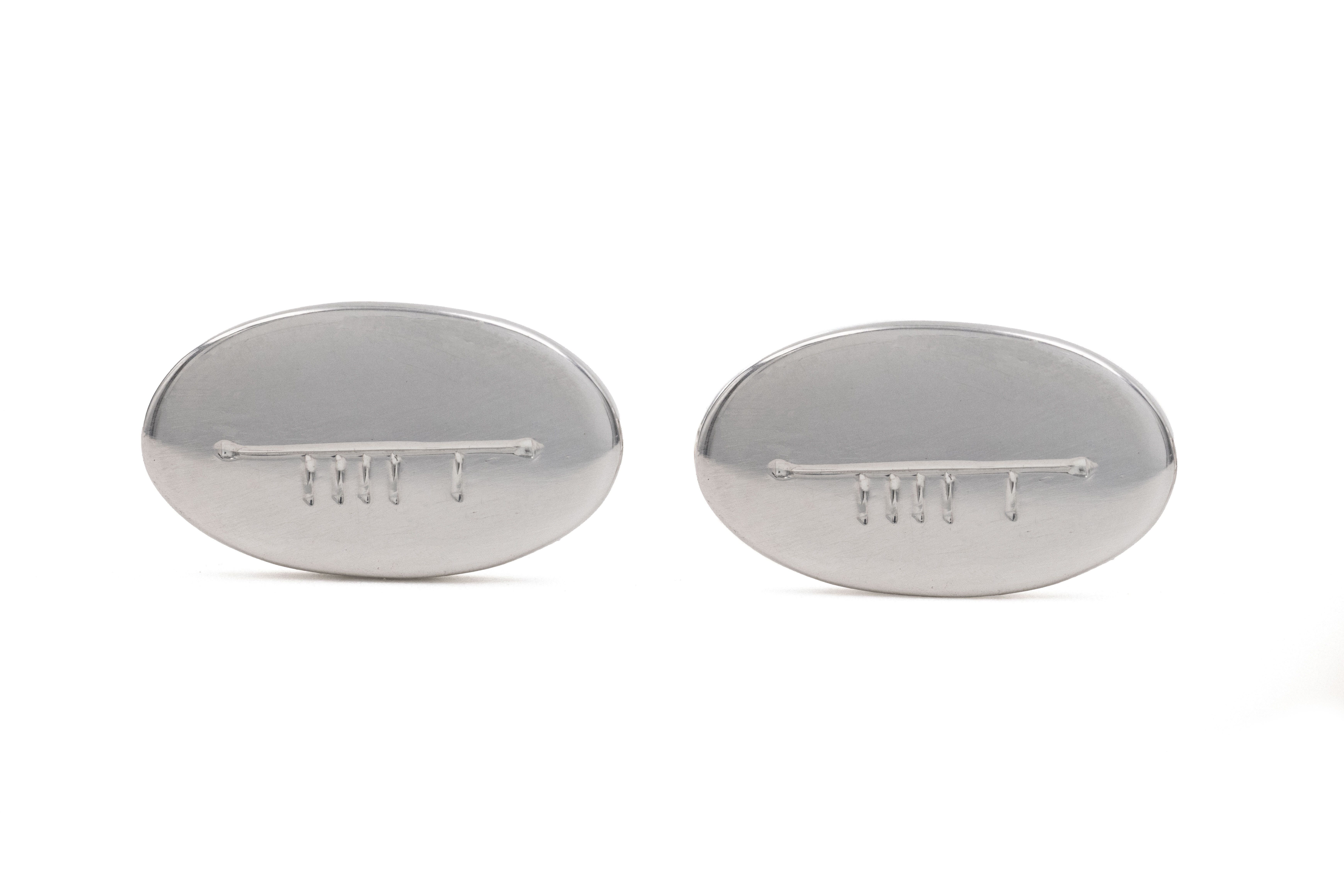 Gaelic Cufflinks - Oval cufflinks hand engraved with letters S and B in ogham