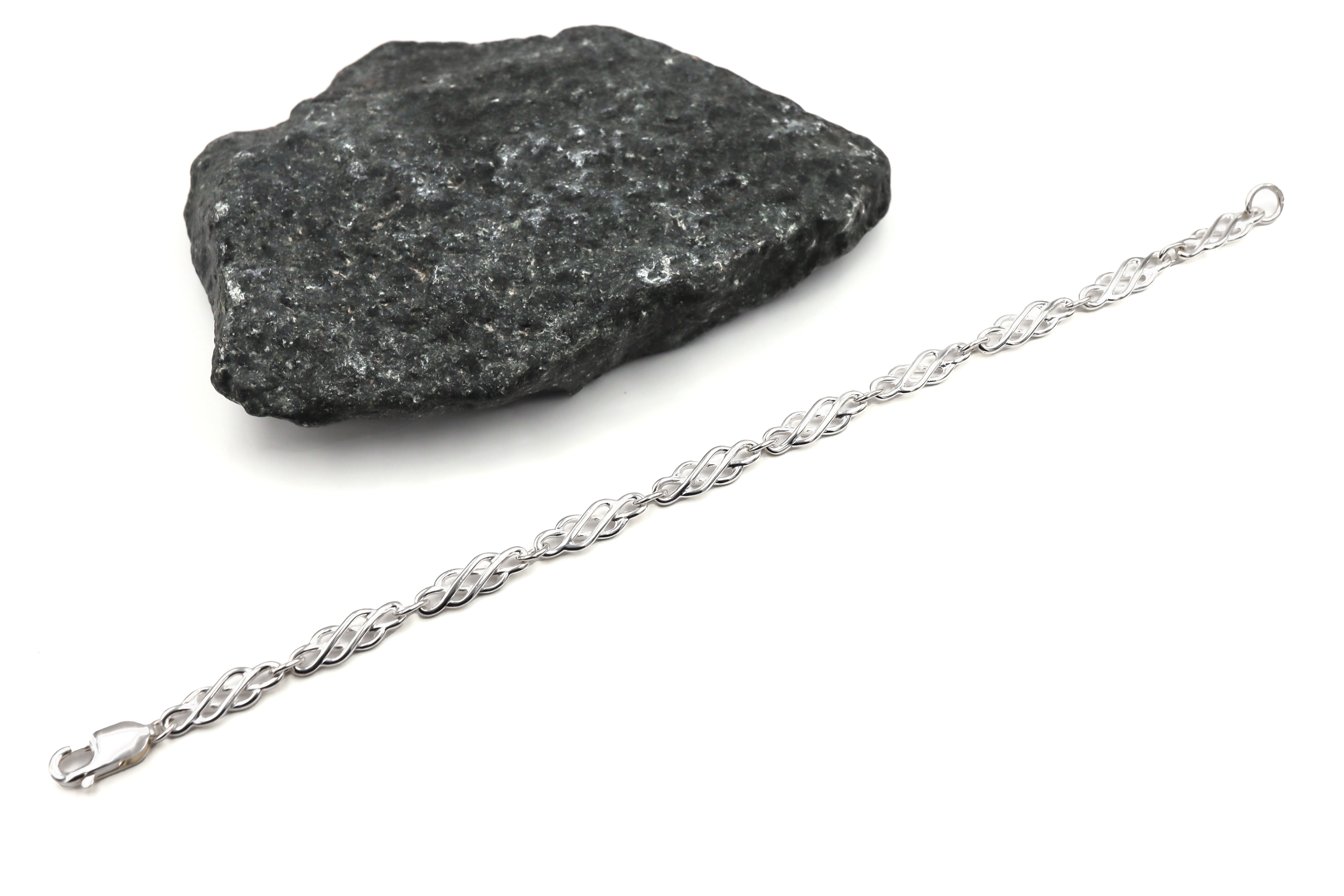 Real Sterling Silver Celtic Knot Bracelet For Women. Pictured Flat.