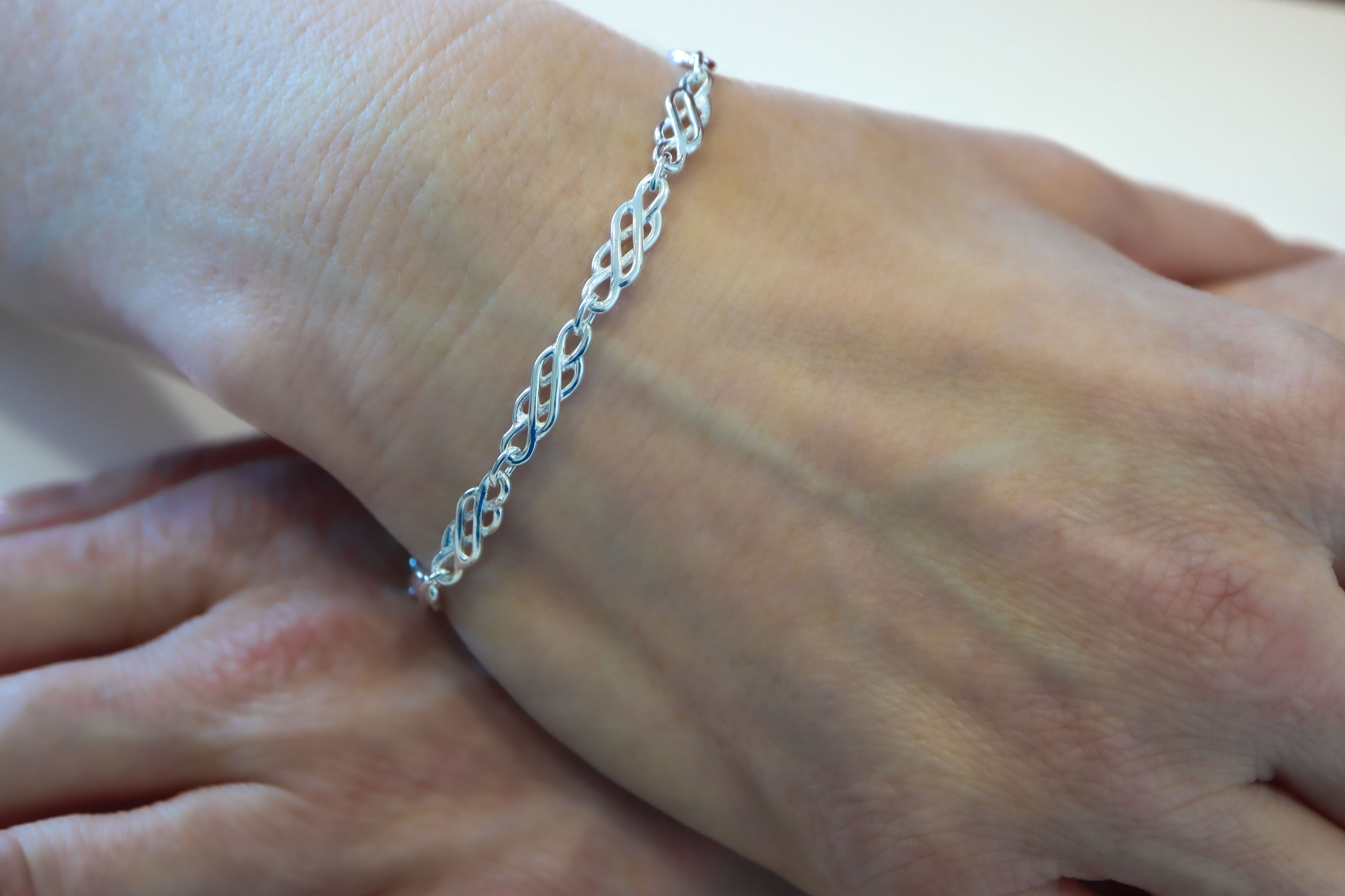 Genuine Sterling Silver Celtic Knot Bracelet For Women - Model Photo