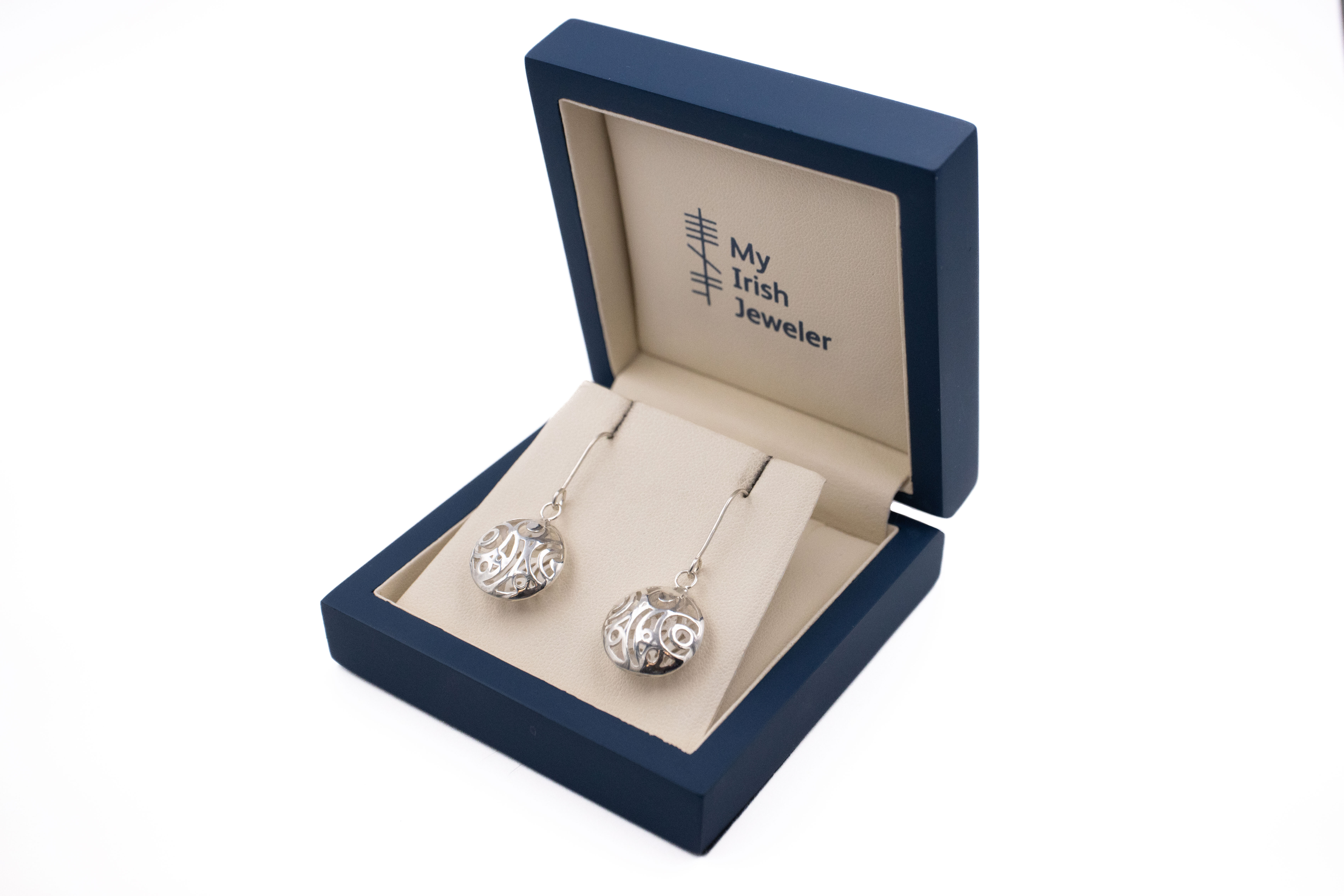 Womens Gorgeous Polished Sterling Silver Folklore Earrings. In Luxury Packaging.