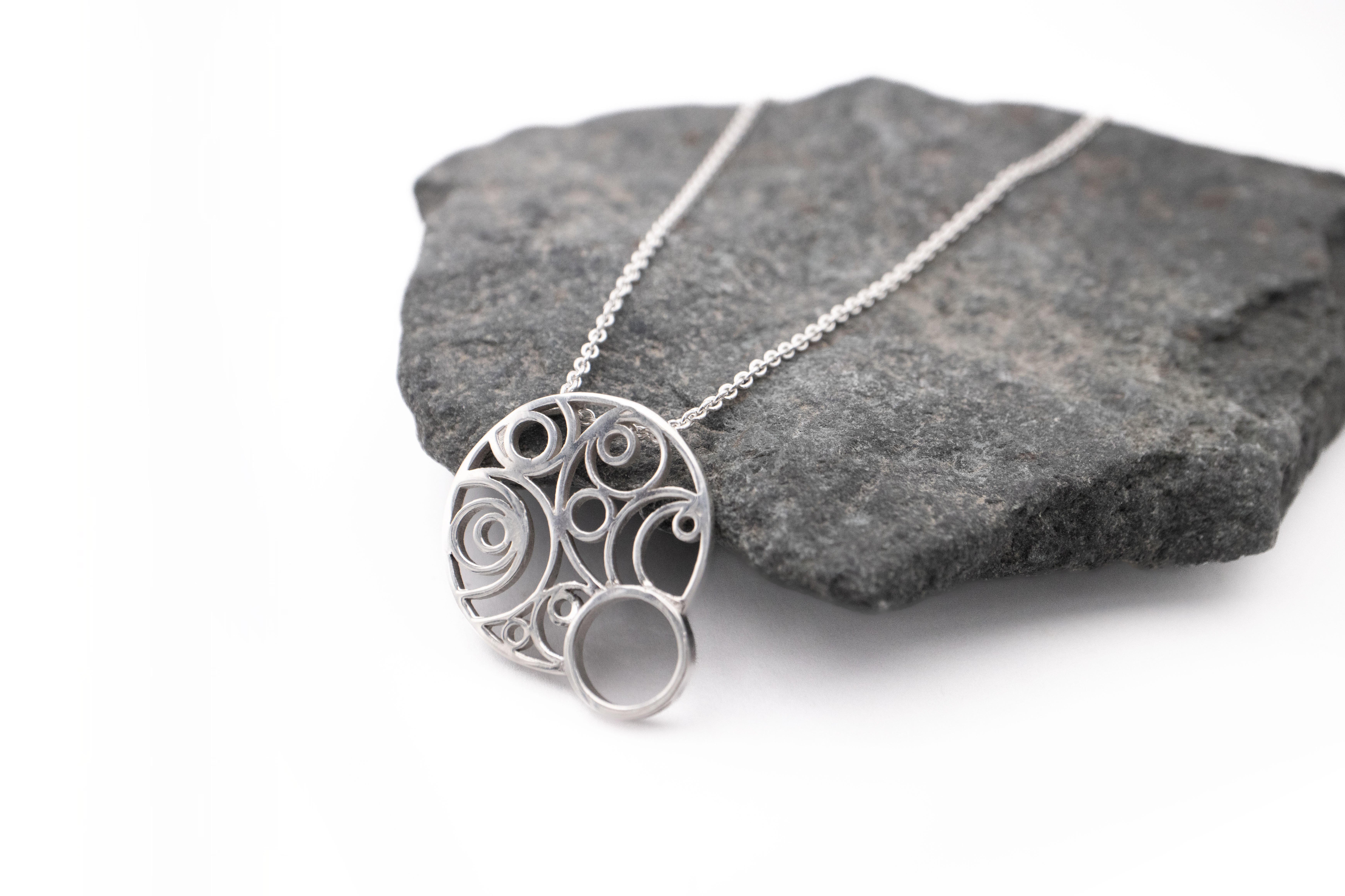 Genuine Sterling Silver Folklore Gift Set With a Polished Finish For Women. Side View.