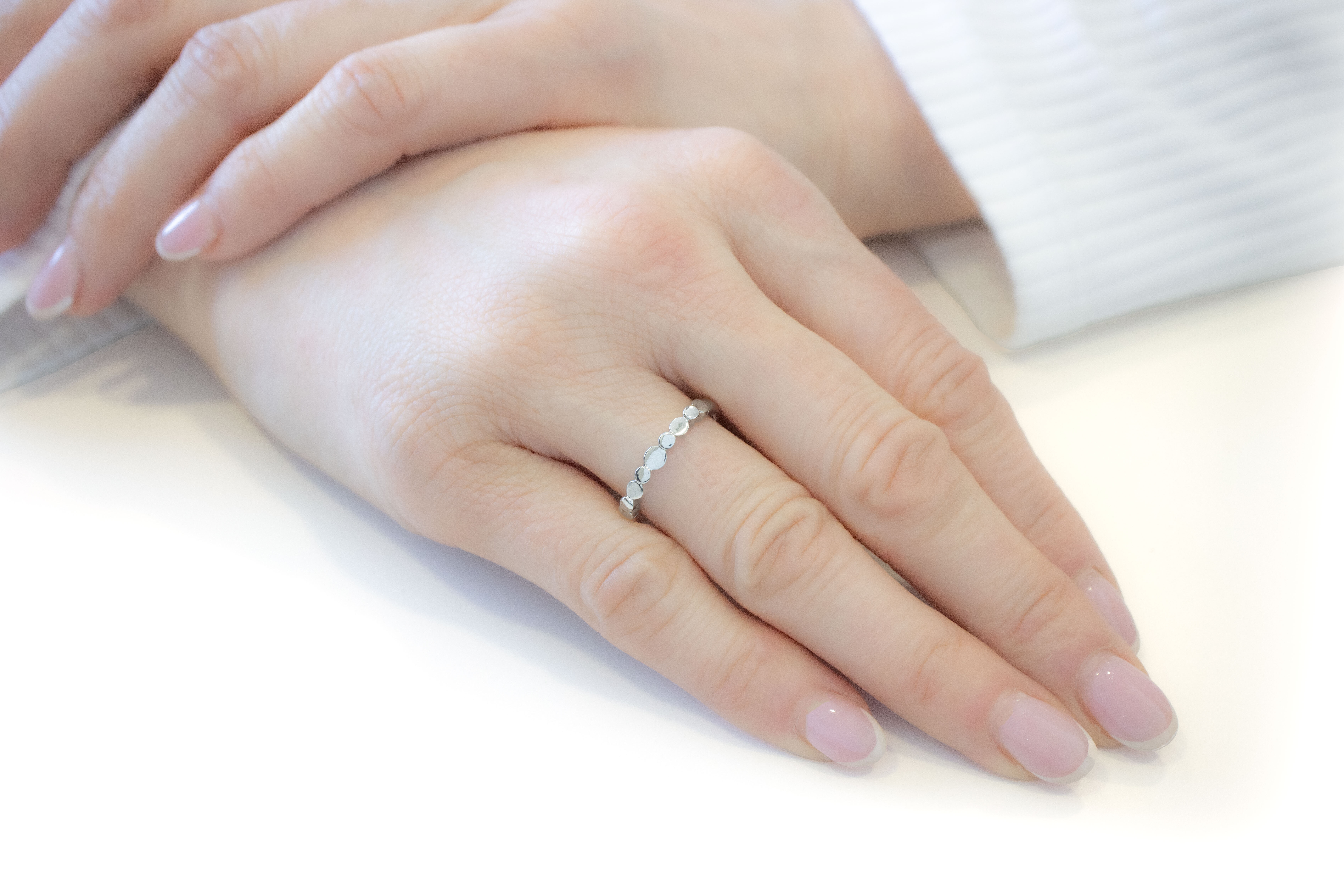 Womens Polished Sterling Silver Folklore & Newgrange Ring - Model Photo