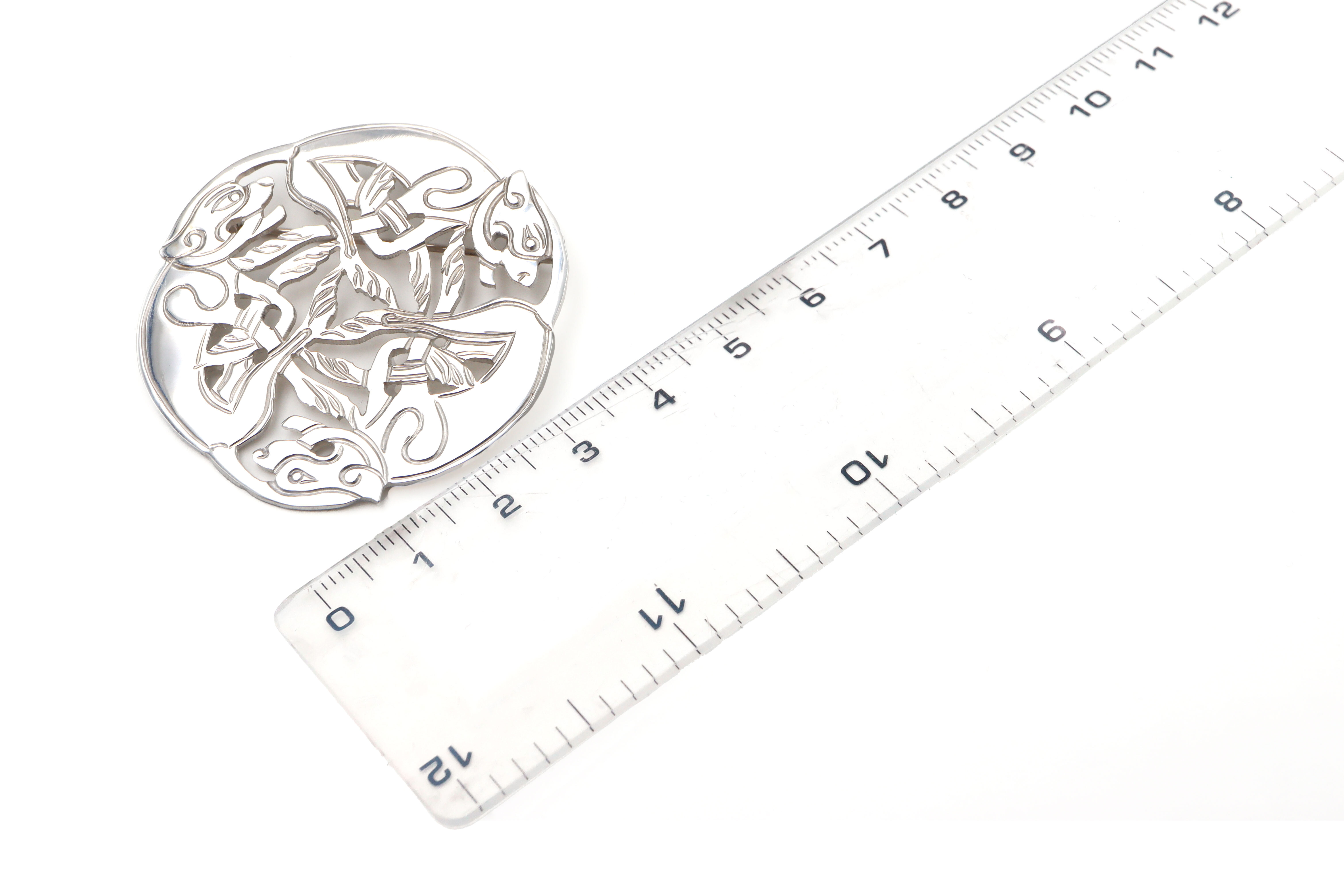 Large Real Sterling Silver Folklore & Book of Kells Brooch. Picture For Scale.